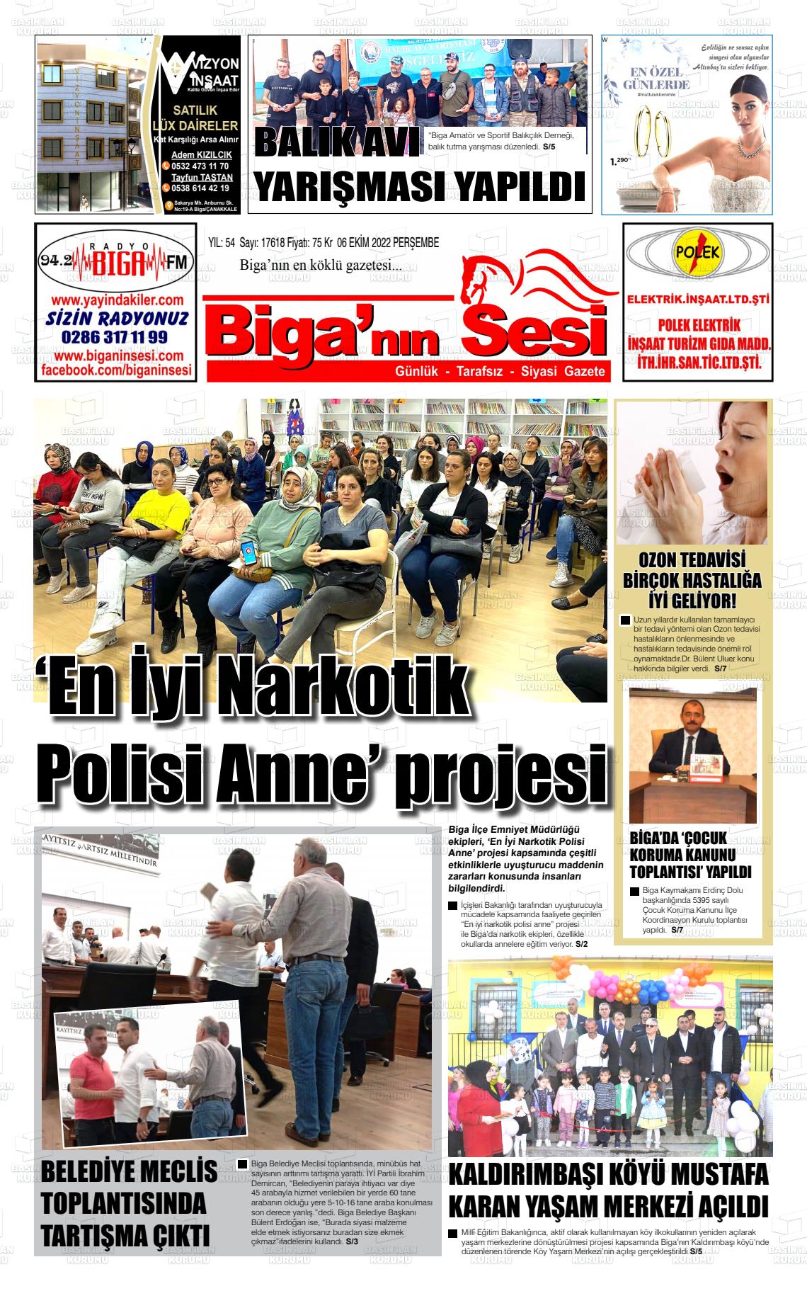 06 Ekim 2022 Biga'nın Sesi Gazete Manşeti