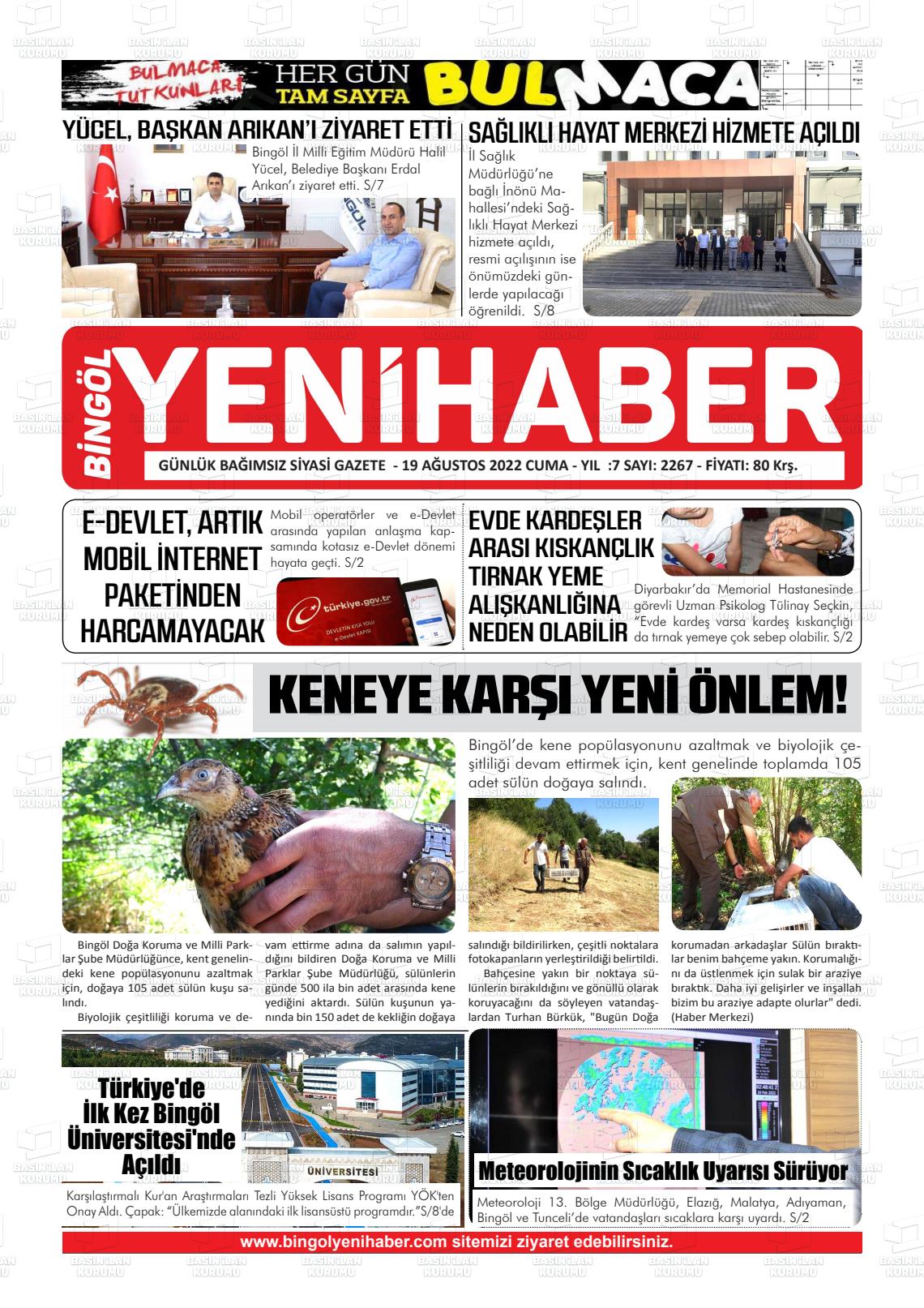 Bingöl Sürmanşet Gazete Manşeti