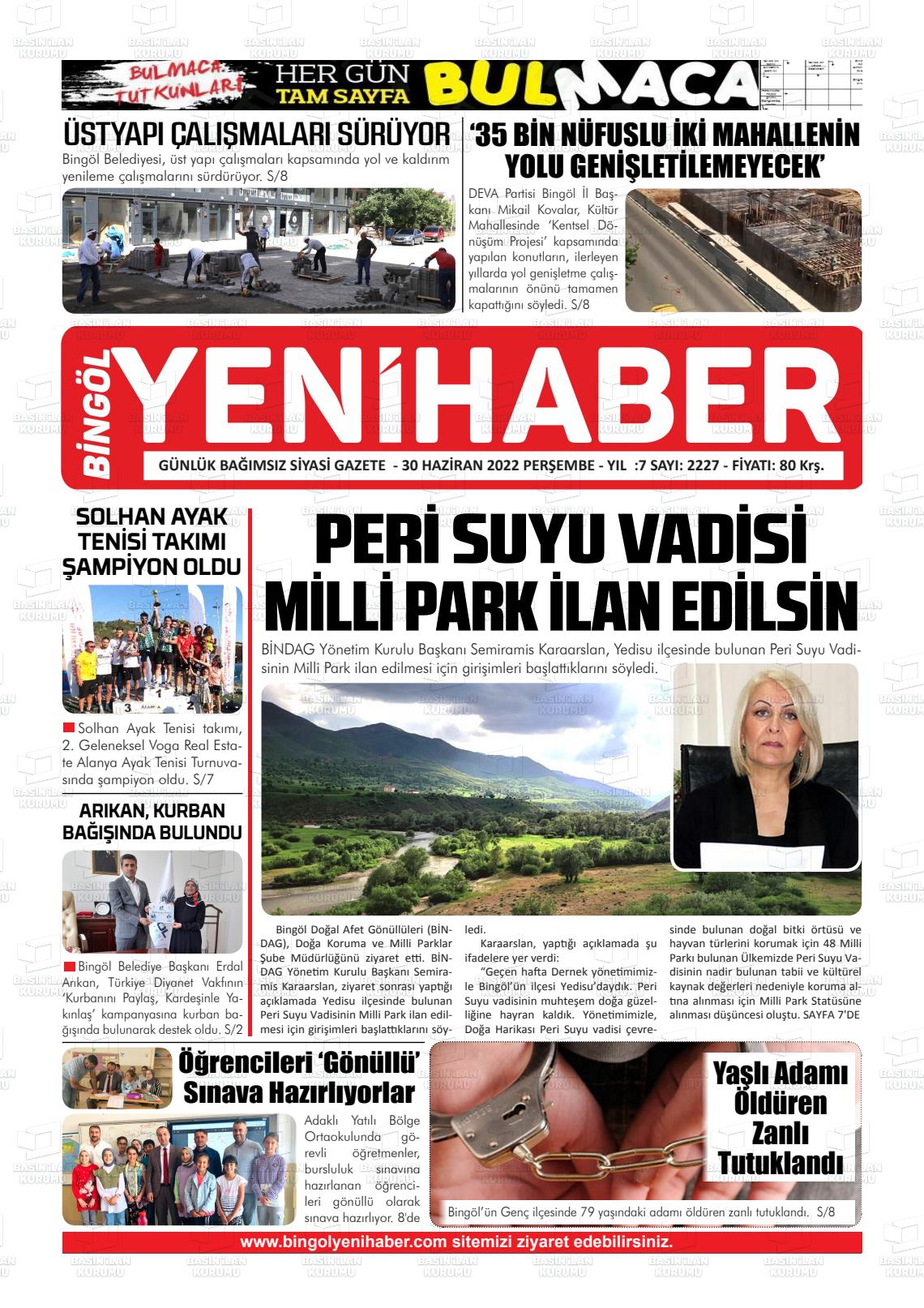 02 Temmuz 2022 Bingöl Sürmanşet Gazete Manşeti