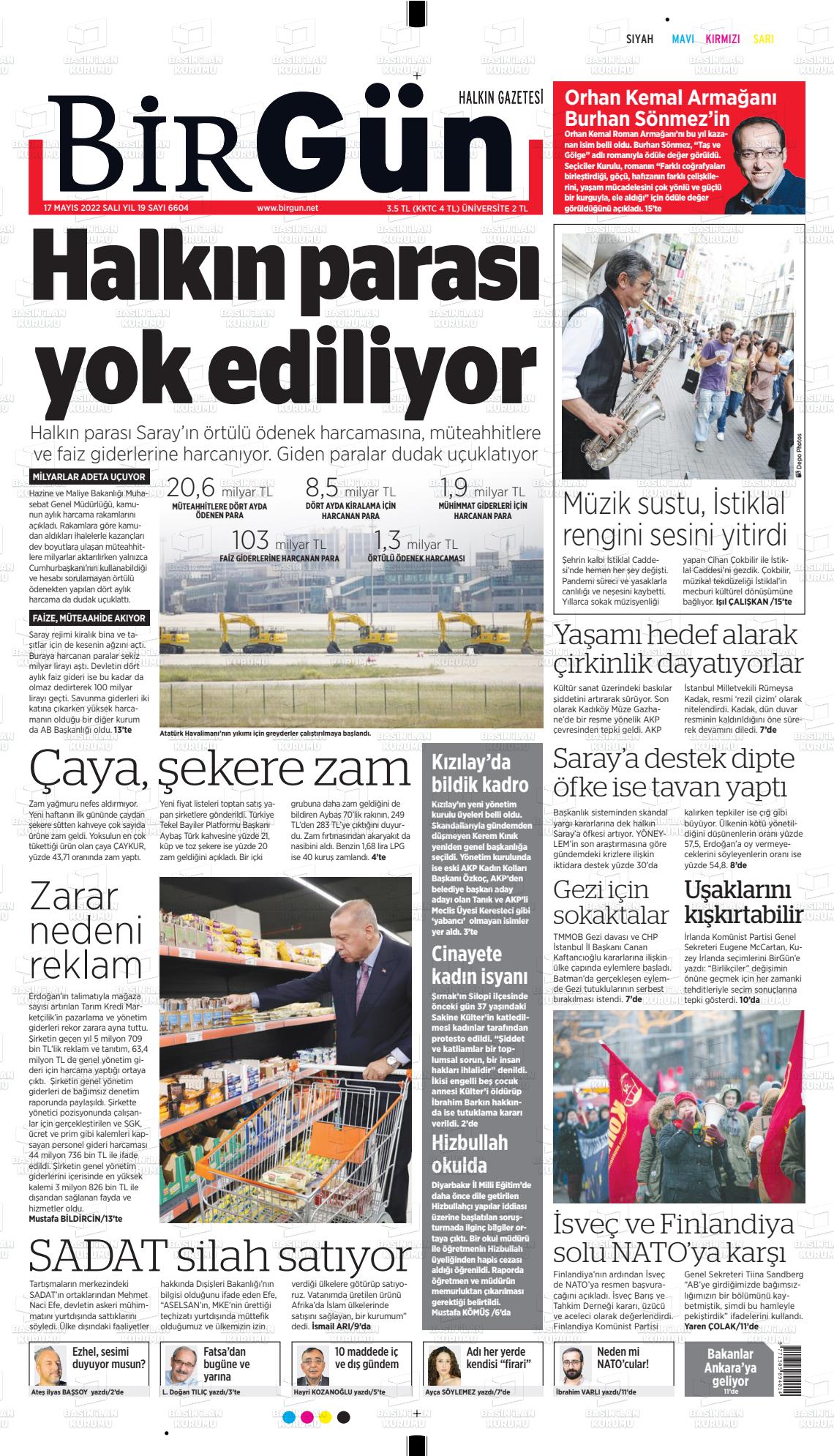 17 Mayıs 2022 Birgün Gazete Manşeti