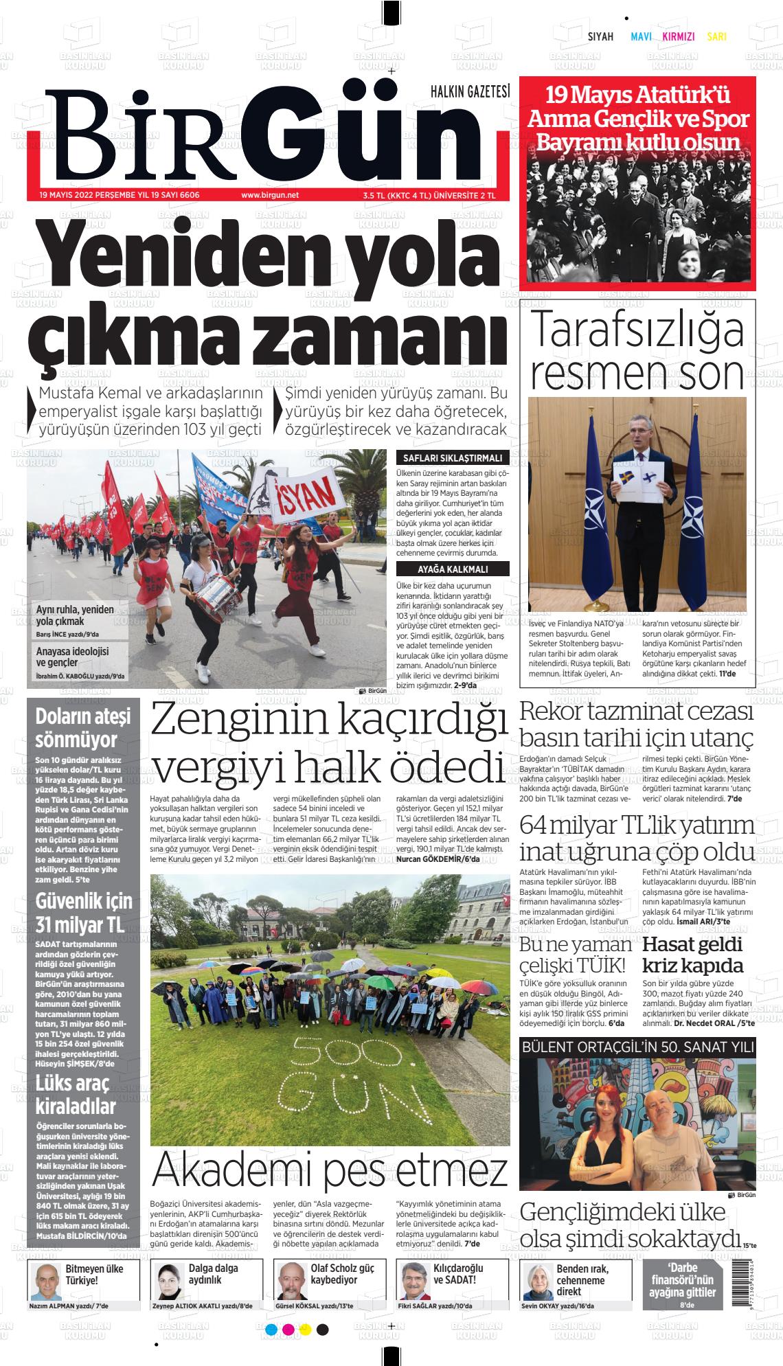 19 Mayıs 2022 Birgün Gazete Manşeti