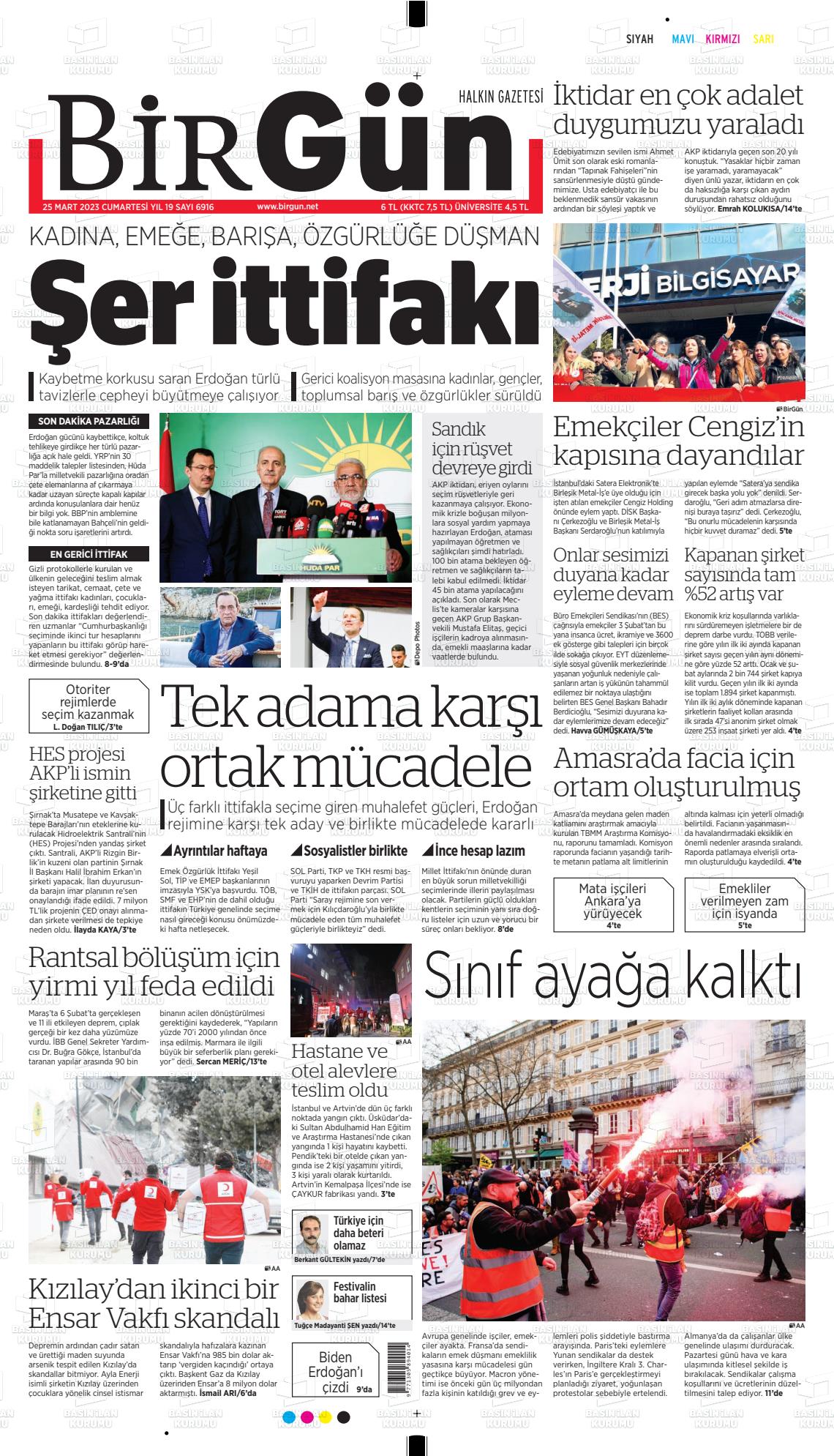 25 Mart 2023 Birgün Gazete Manşeti
