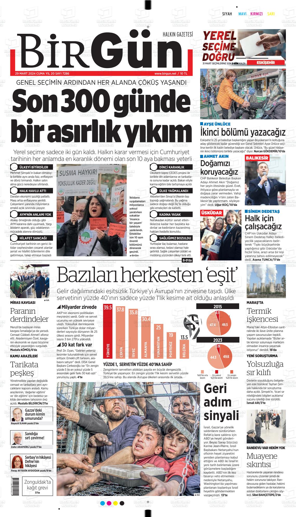 29 Mart 2024 Birgün Gazete Manşeti