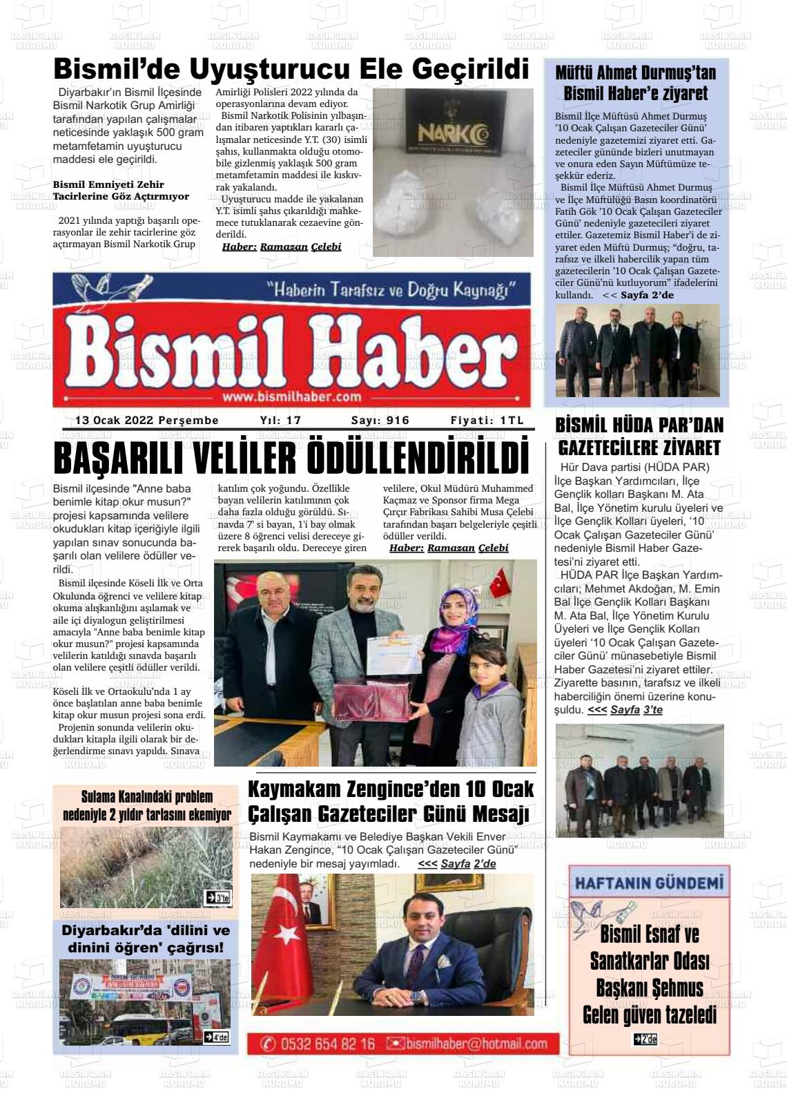 13 Ocak 2022 Bismil Haber Gazete Manşeti