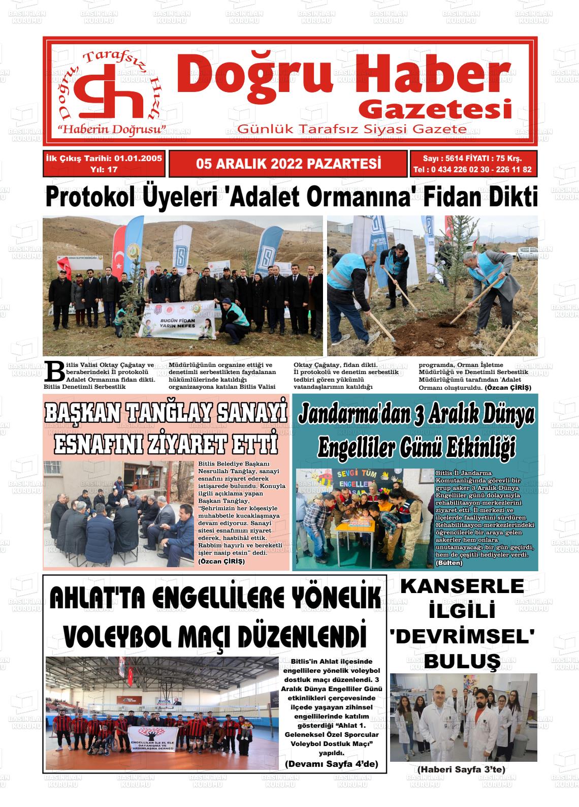 05 Aralık 2022 Doğru Haber Gazete Manşeti