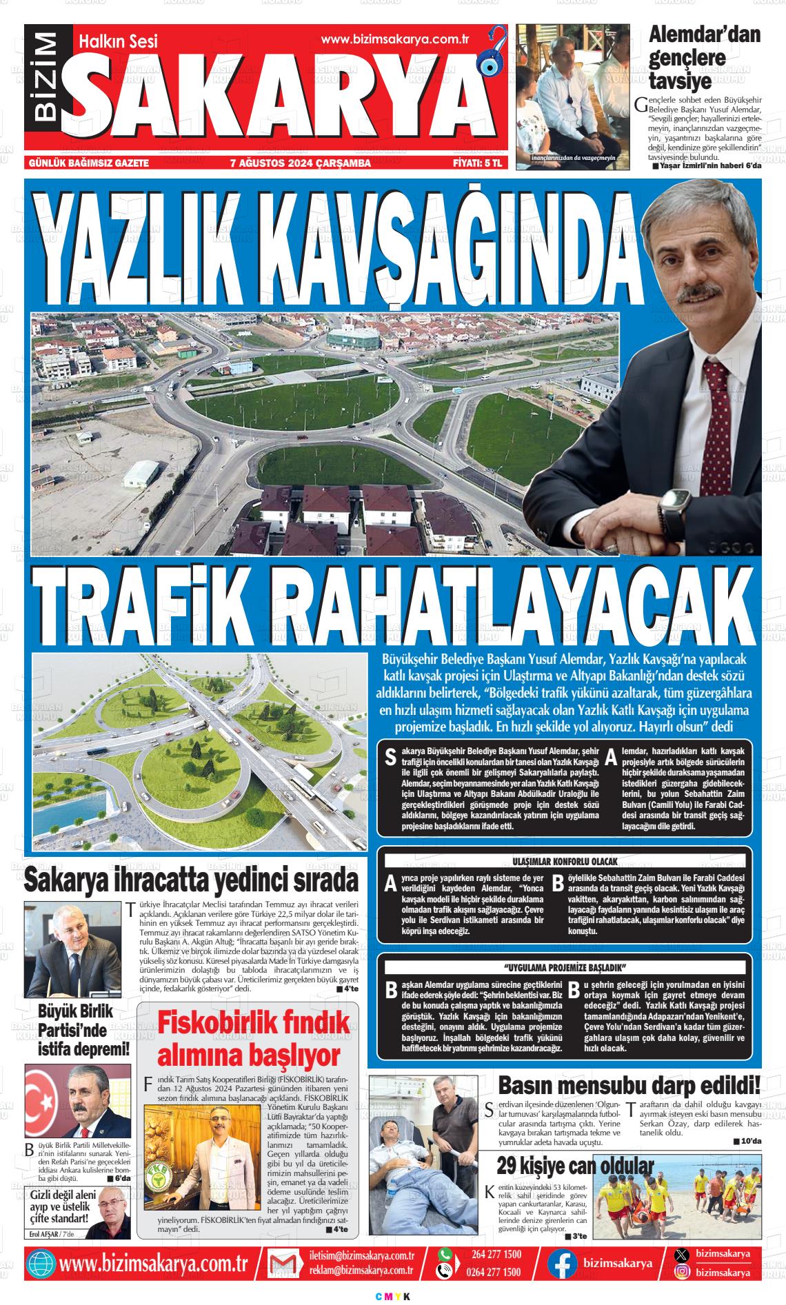07 Ağustos 2024 Bizim Sakarya Gazete Manşeti