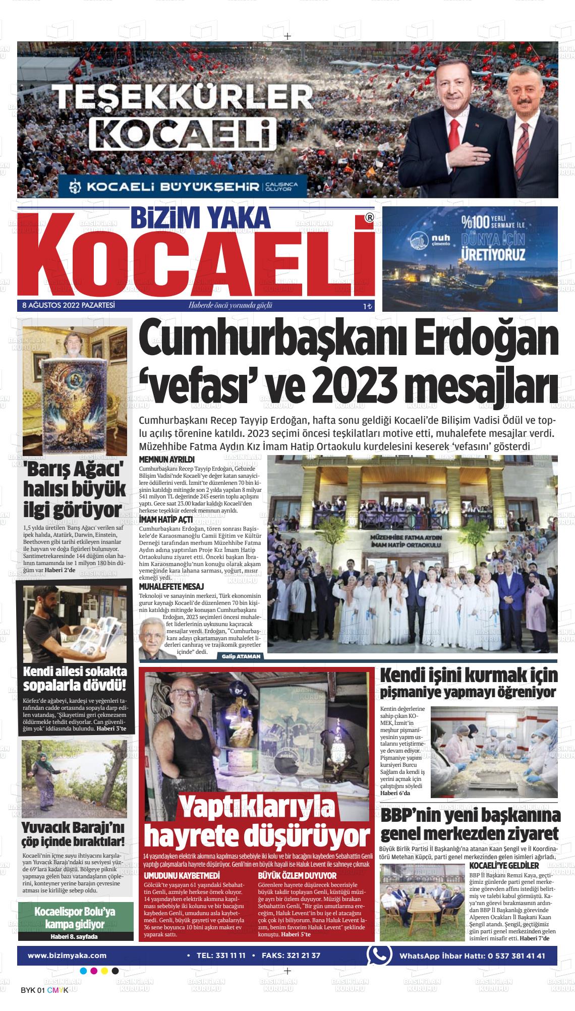 08 Ağustos 2022 Bizim Yaka Gazete Manşeti