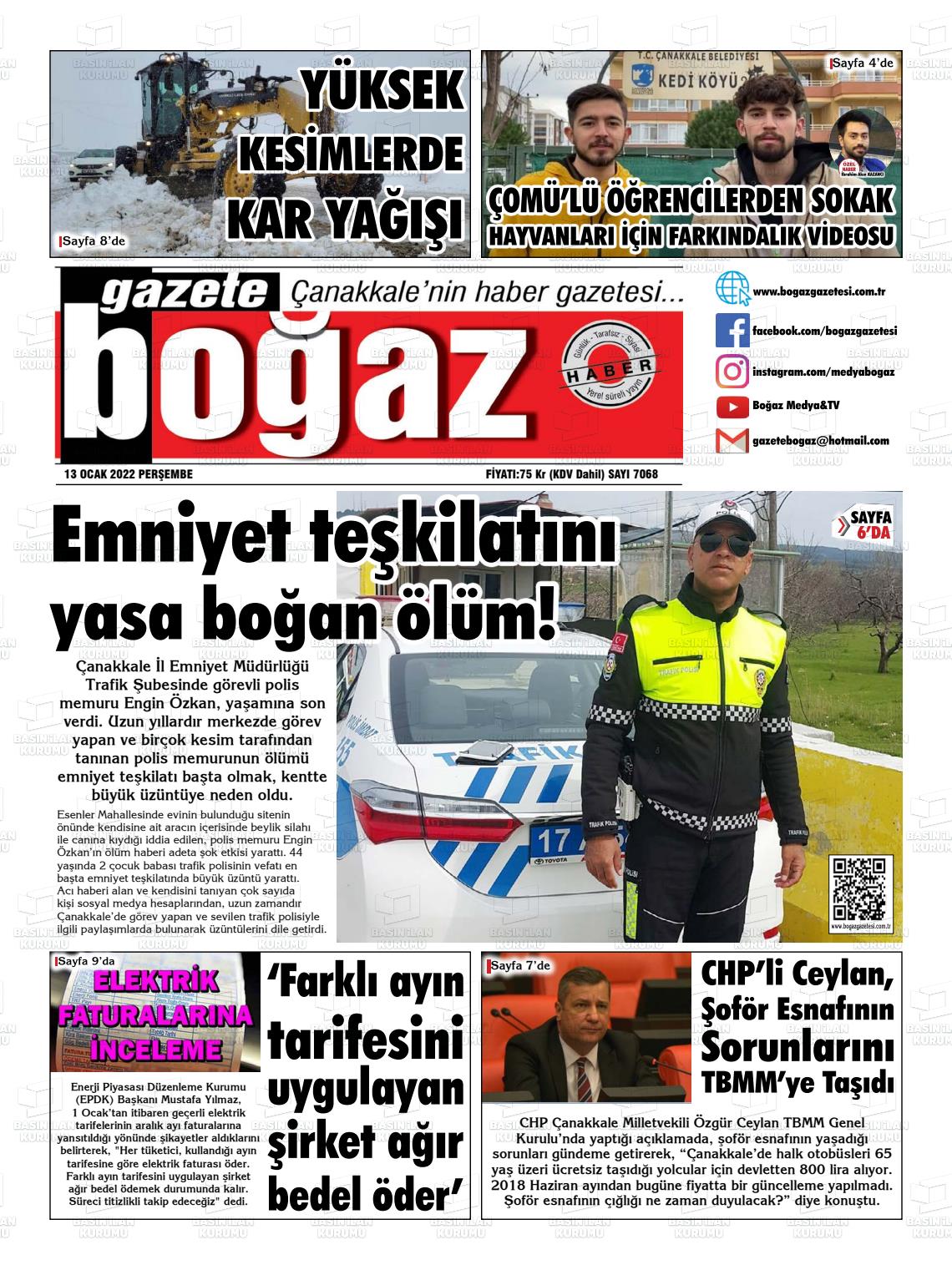 13 Ocak 2022 Bogaz Gazete Manşeti