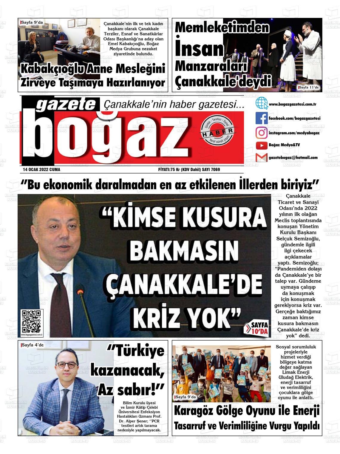 14 Ocak 2022 Bogaz Gazete Manşeti