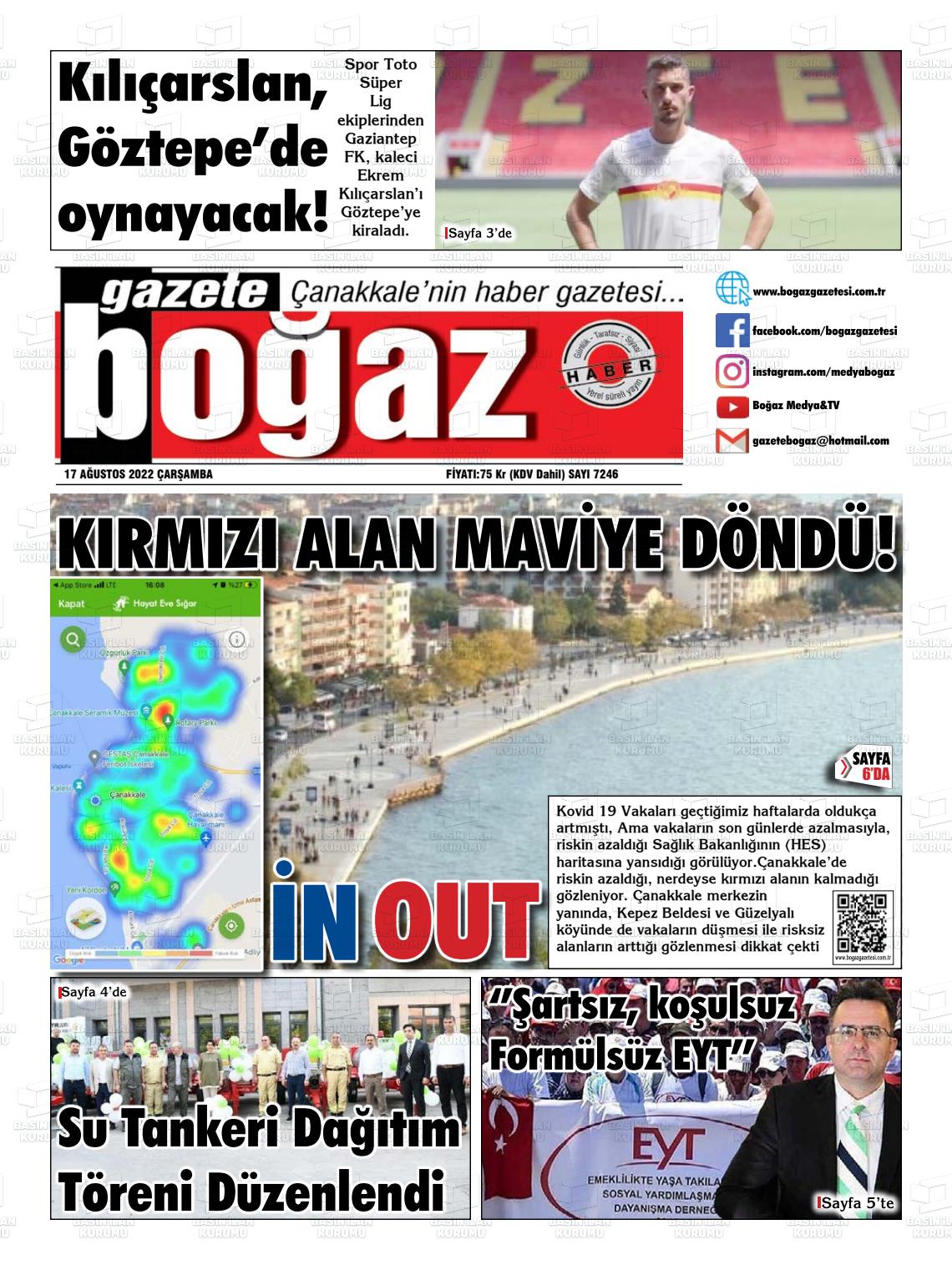 17 Ağustos 2022 Bogaz Gazete Manşeti