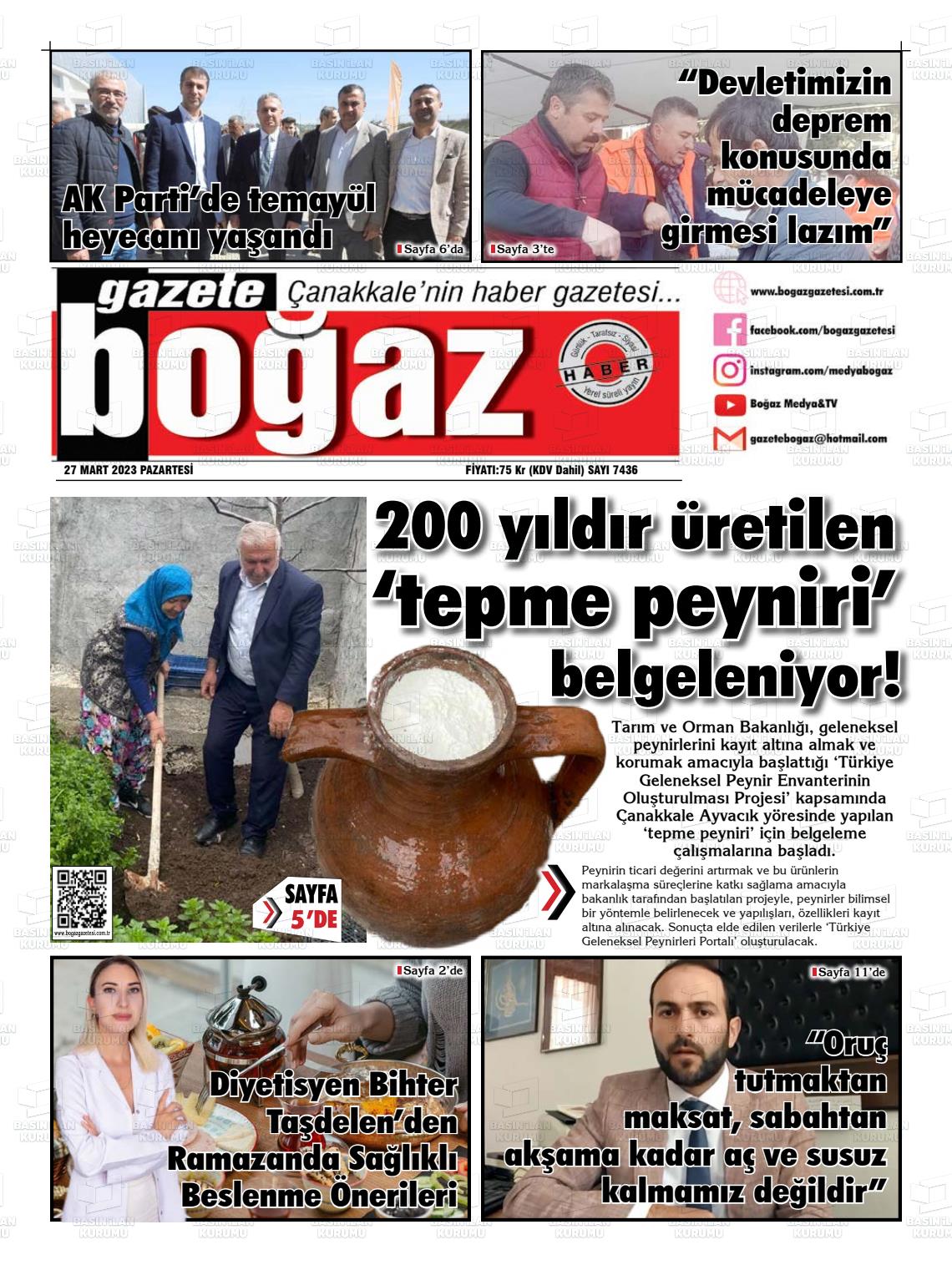 27 Mart 2023 Bogaz Gazete Manşeti