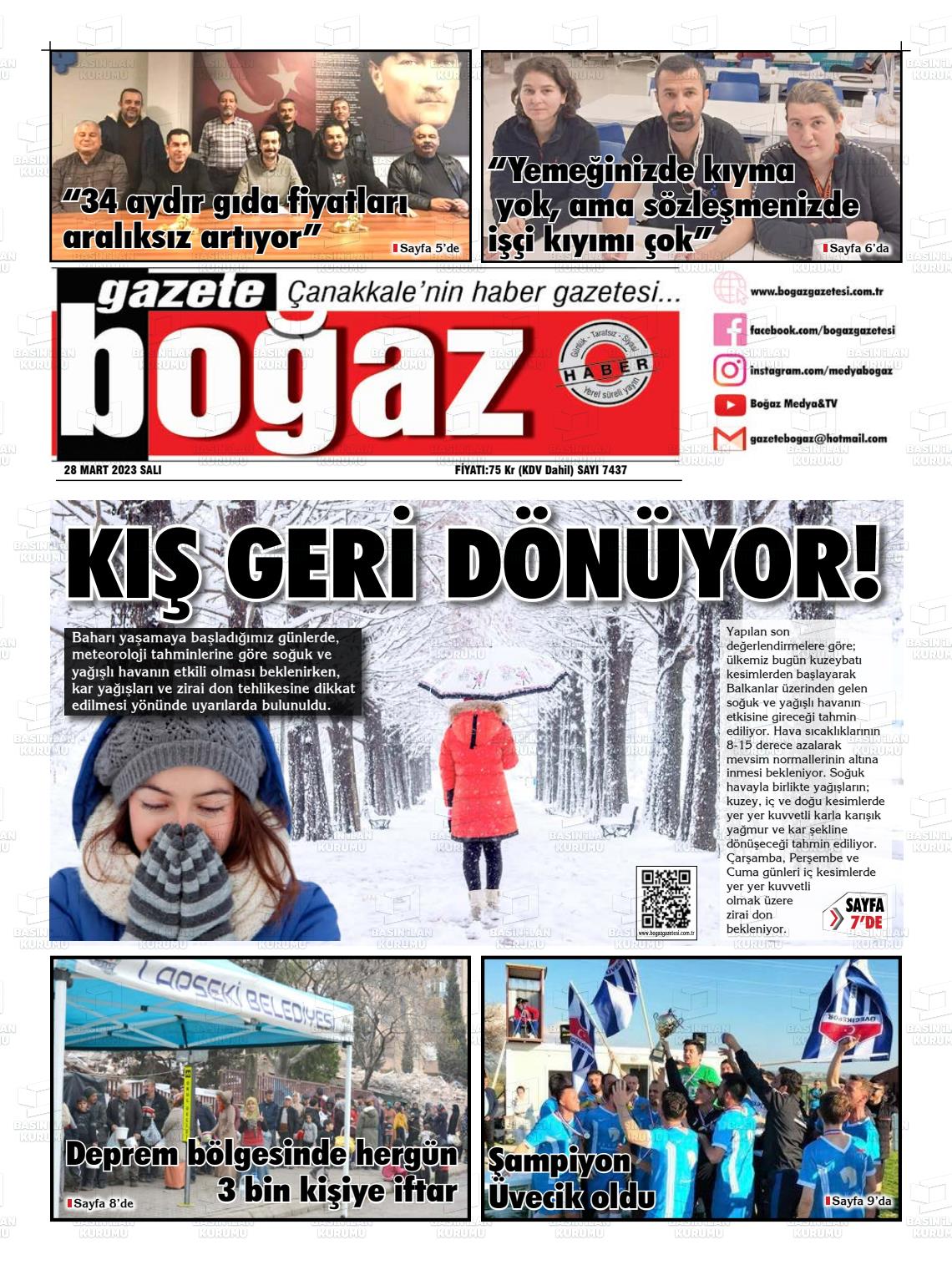 28 Mart 2023 Bogaz Gazete Manşeti