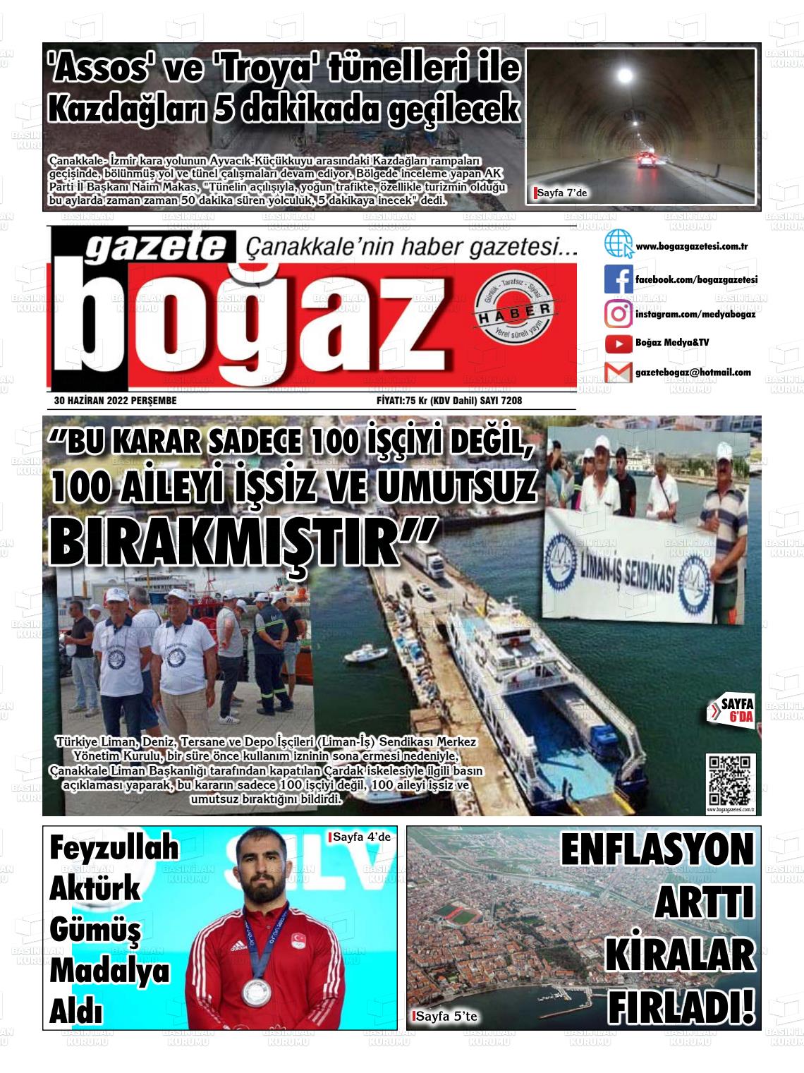 01 Temmuz 2022 Bogaz Gazete Manşeti