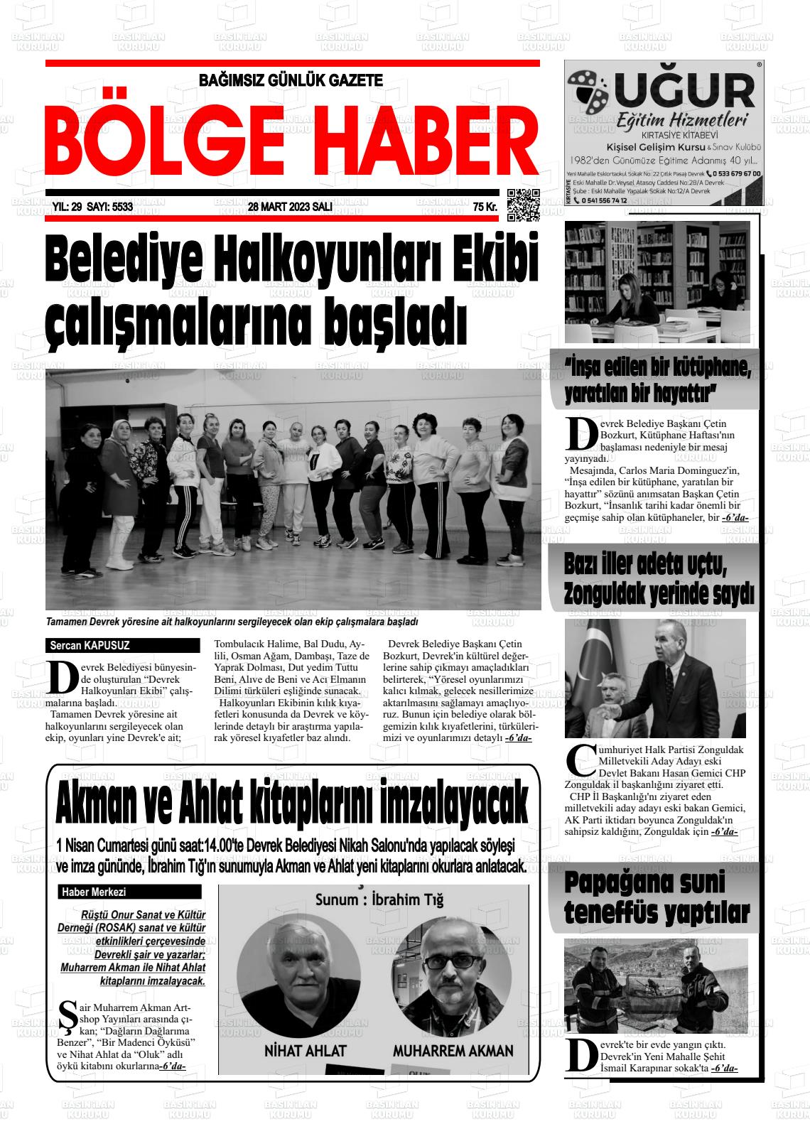 28 Mart 2023 Devrek Bölge Haber Gazete Manşeti