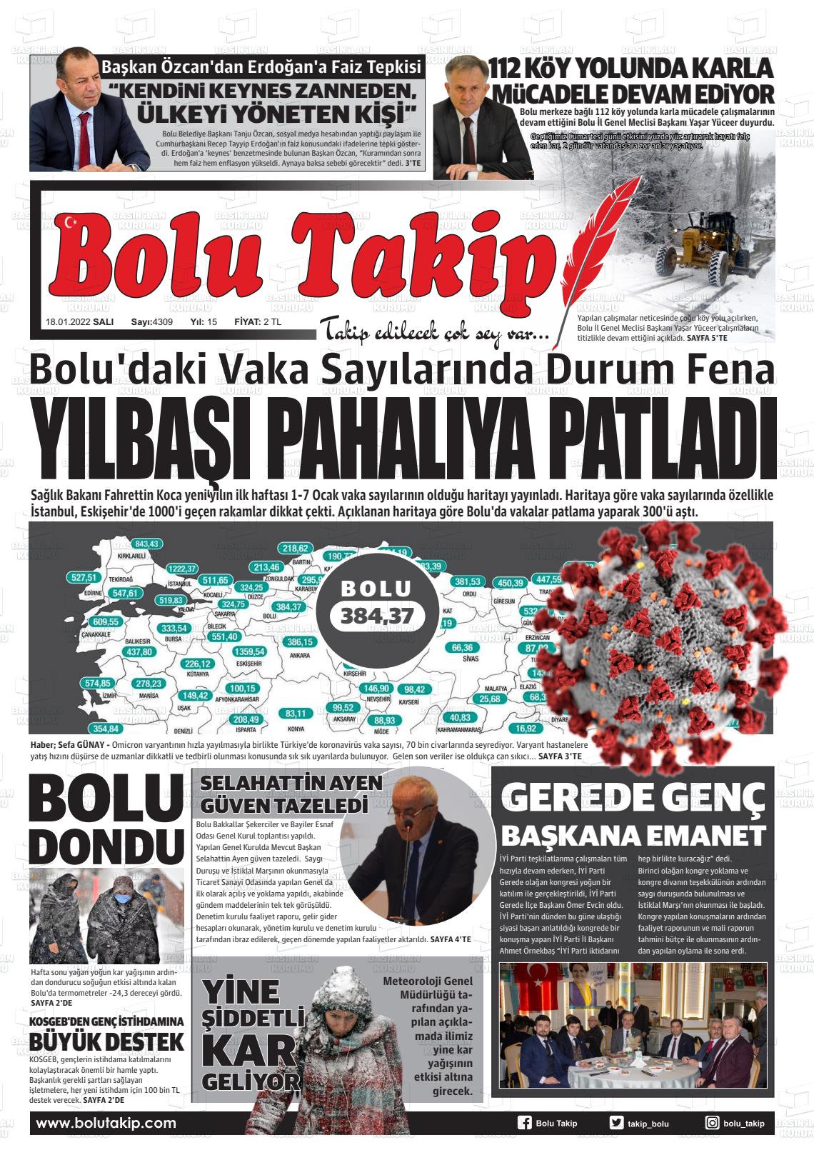 18 Ocak 2022 Bolu Takip Gazete Manşeti