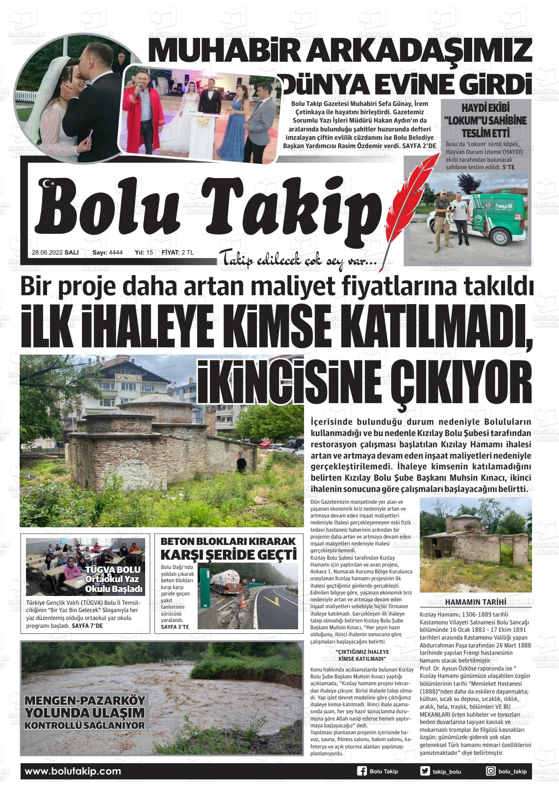 28 Haziran 2022 Bolu Takip Gazete Manşeti