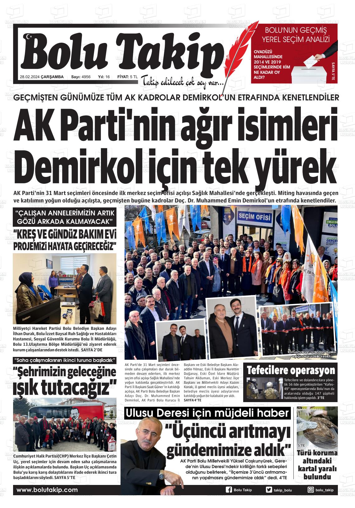 28 Şubat 2024 Bolu Takip Gazete Manşeti