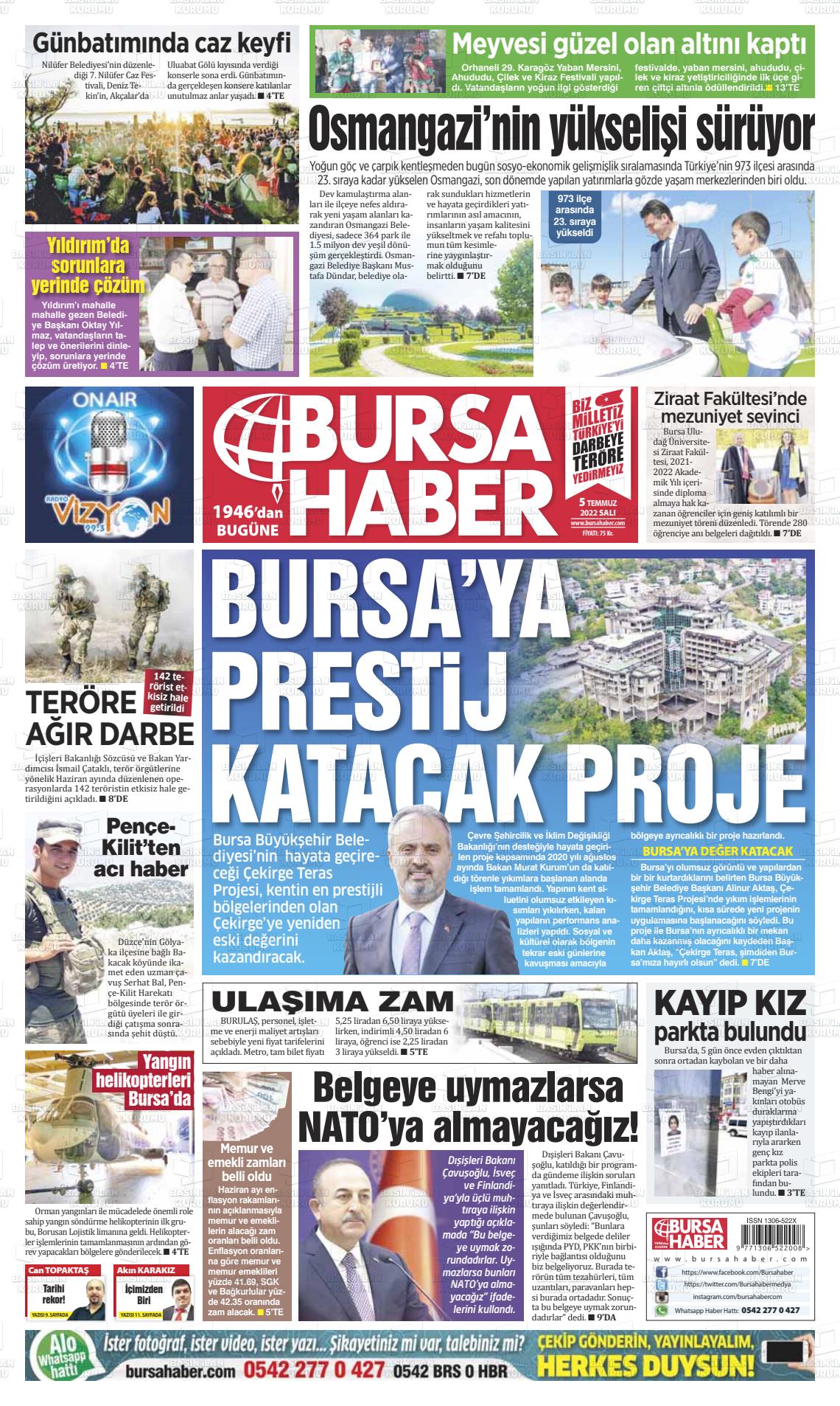 05 Temmuz 2022 Bursa Haber Gazete Manşeti