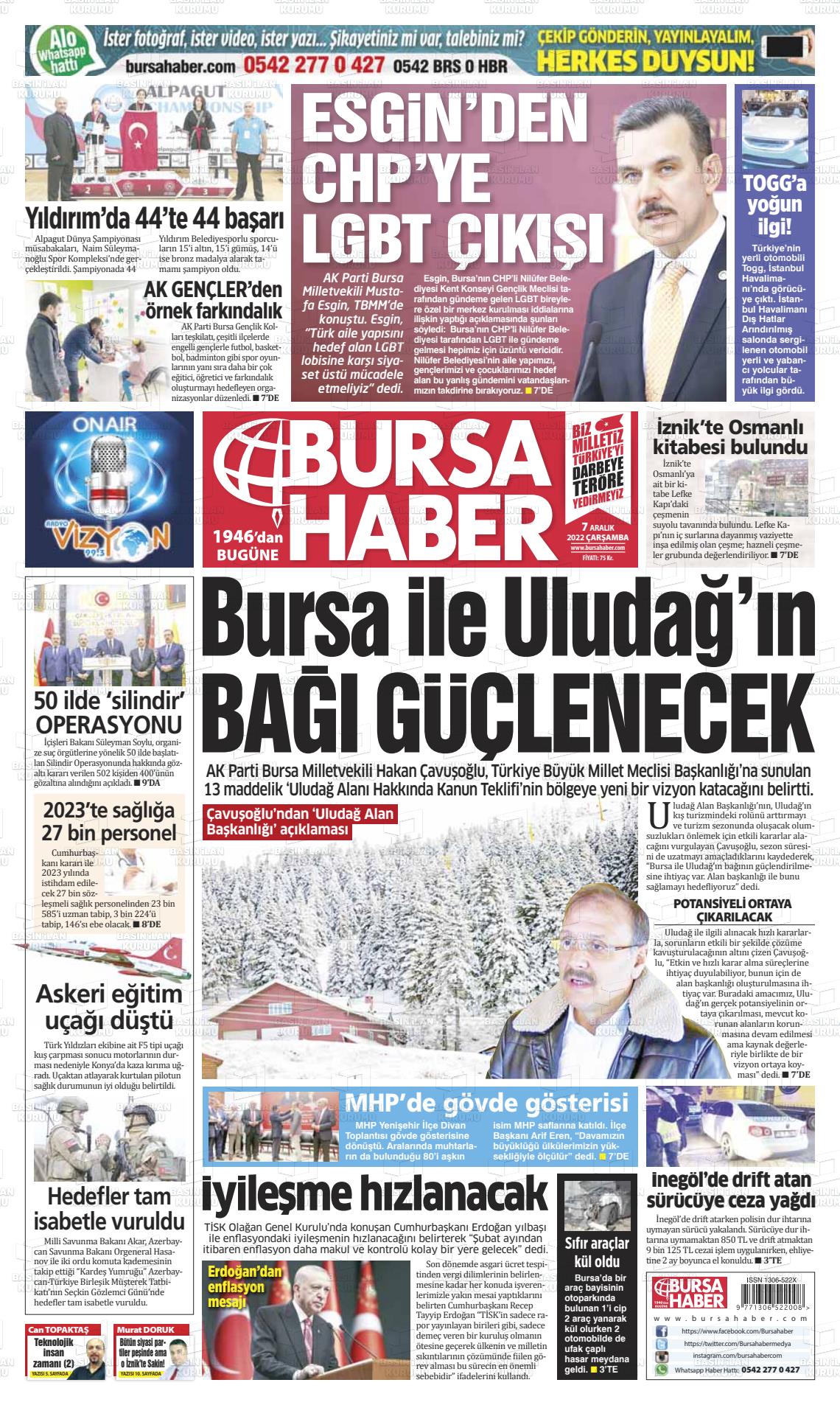 07 Aralık 2022 Bursa Haber Gazete Manşeti