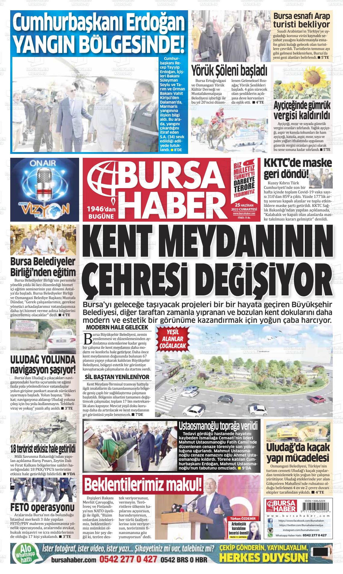 25 Haziran 2022 Bursa Haber Gazete Manşeti