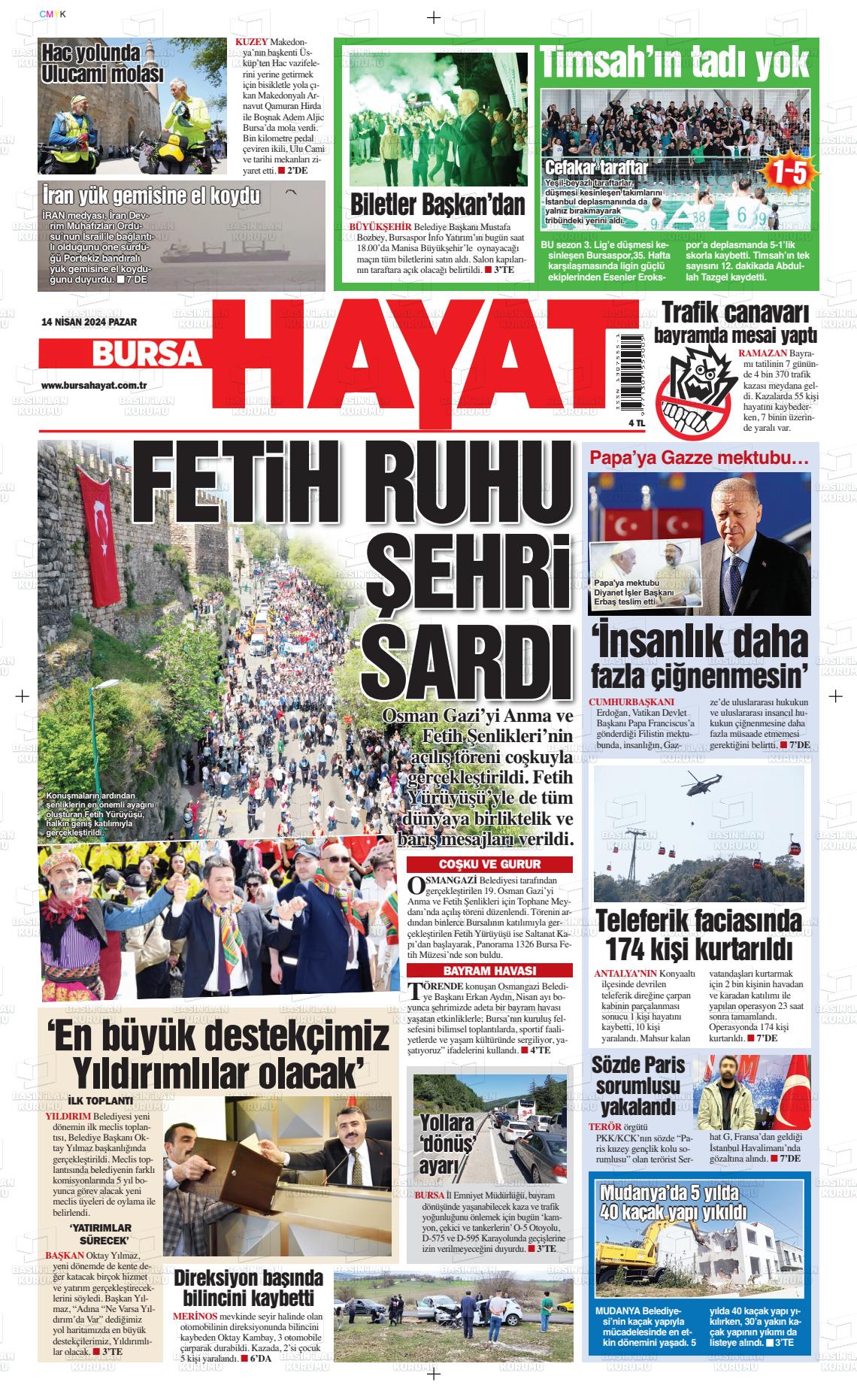 14 Nisan 2024 Bursa Hayat Gazete Manşeti