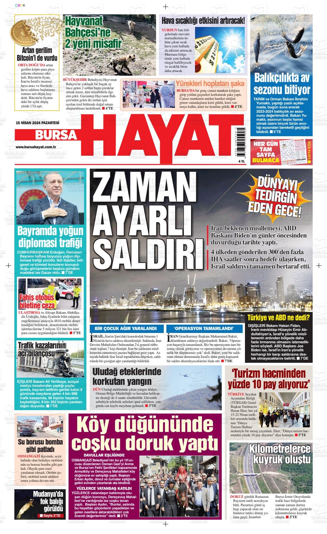 15 Nisan 2024 Bursa Hayat Gazete Manşeti