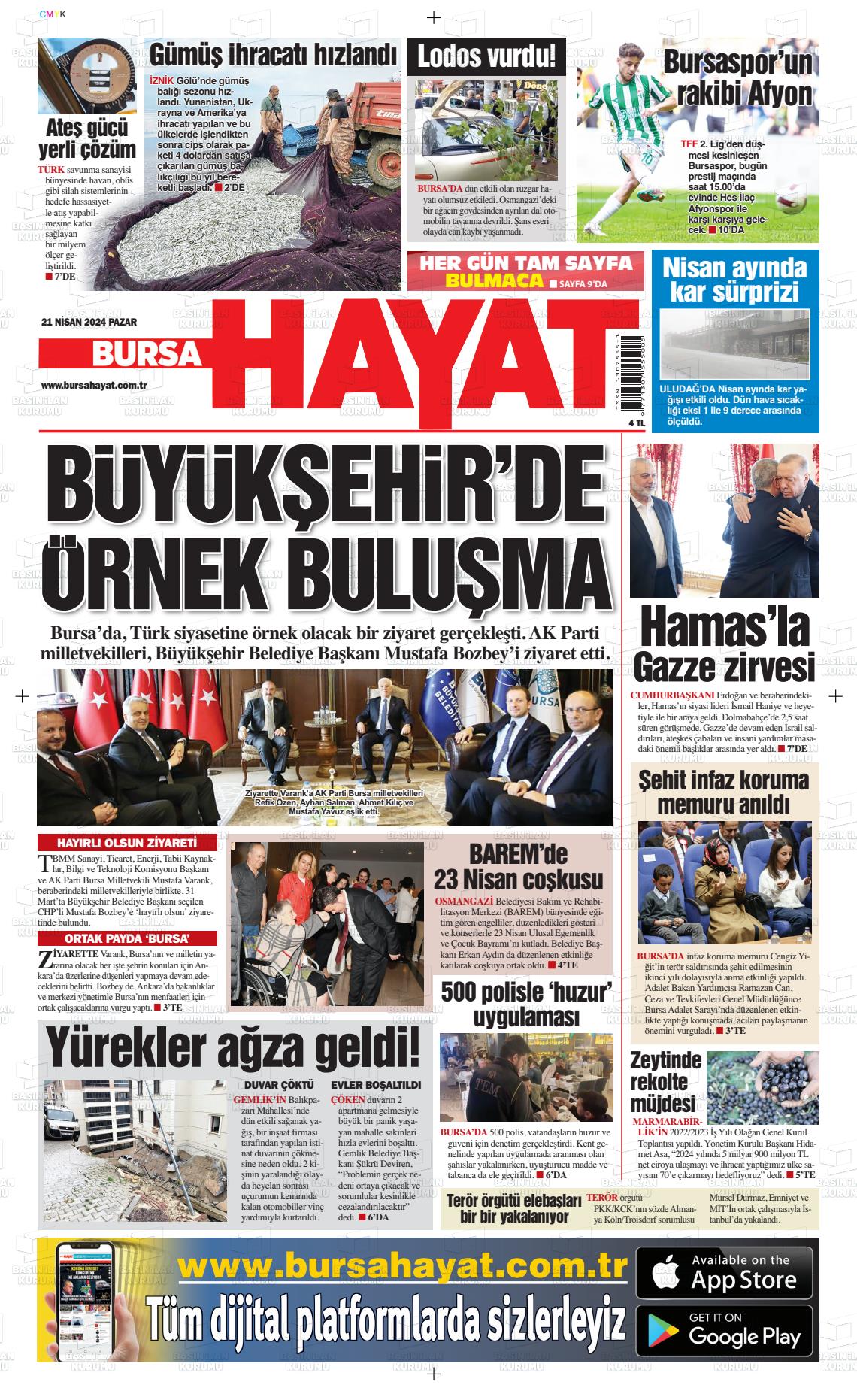 26 Nisan 2024 Bursa Hayat Gazete Manşeti