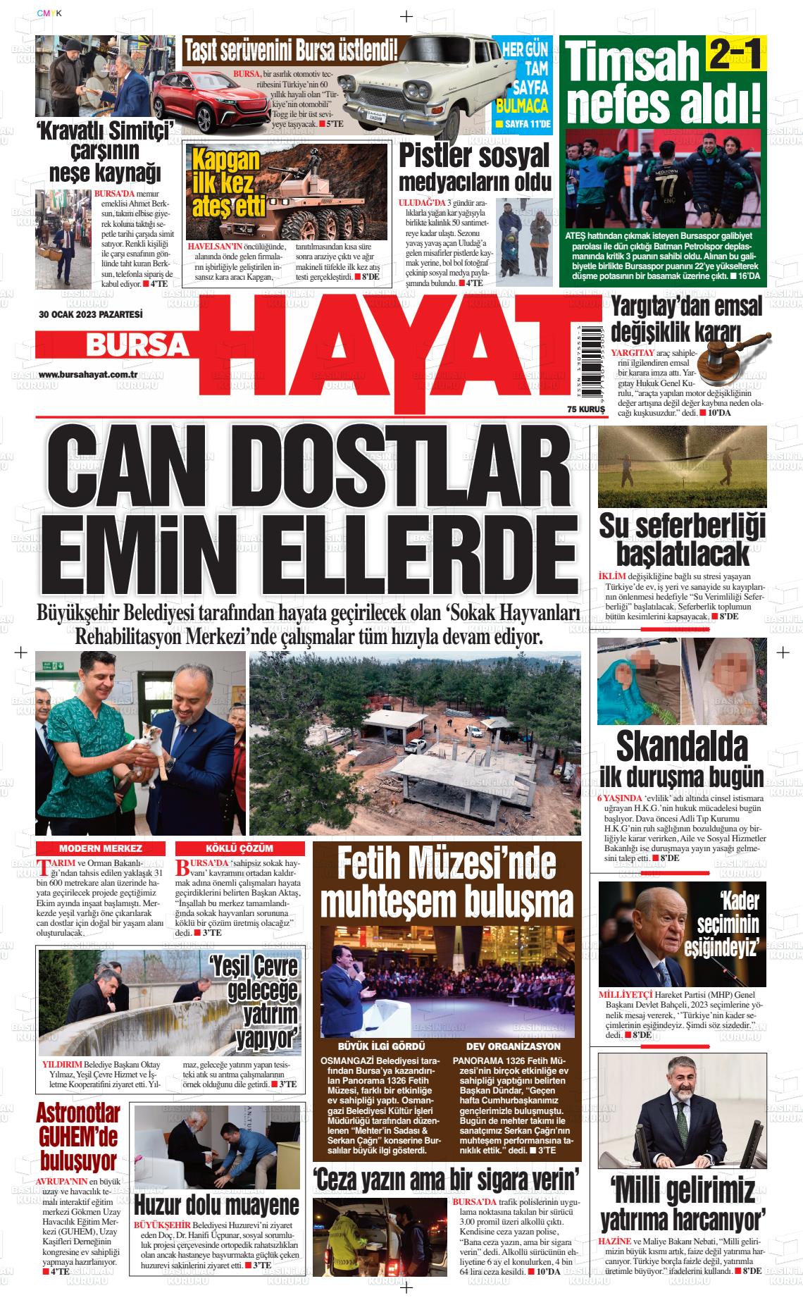 30 Ocak 2023 Bursa Hayat Gazete Manşeti