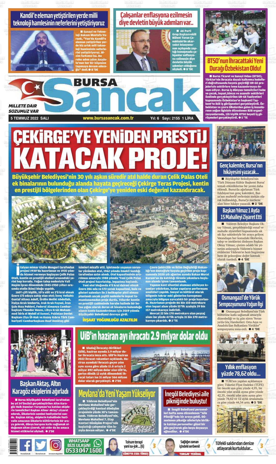 05 Temmuz 2022 Bursa Sancak Gazete Manşeti