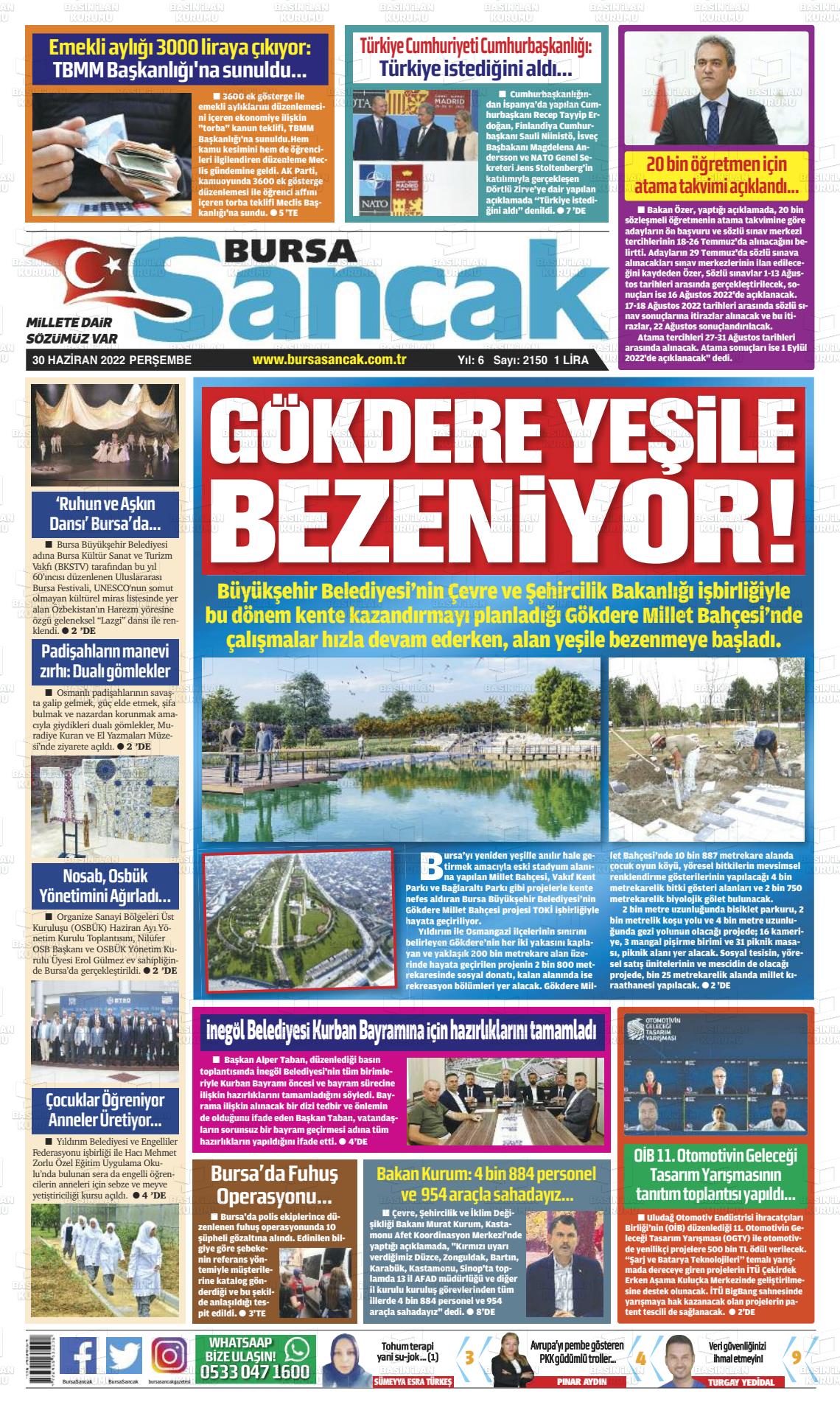 02 Temmuz 2022 Bursa Sancak Gazete Manşeti