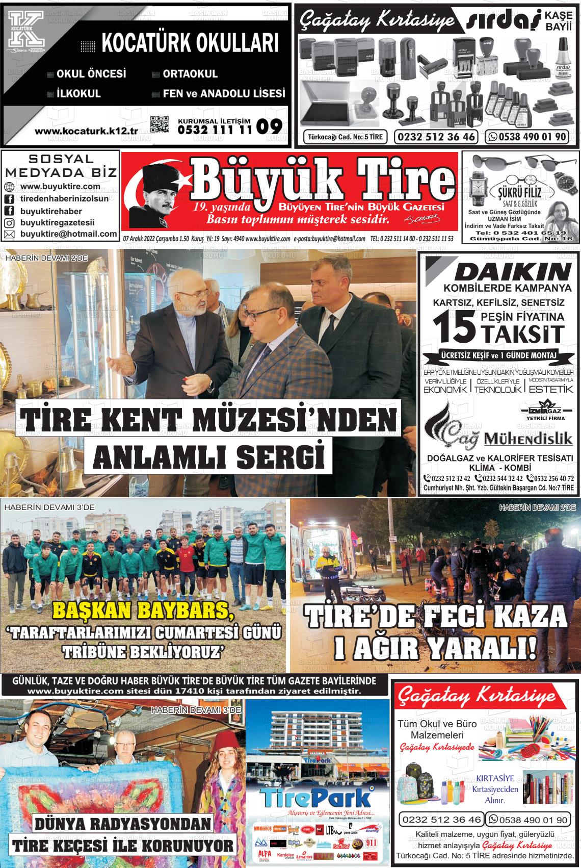 07 Aralık 2022 Büyük Tire Gazete Manşeti