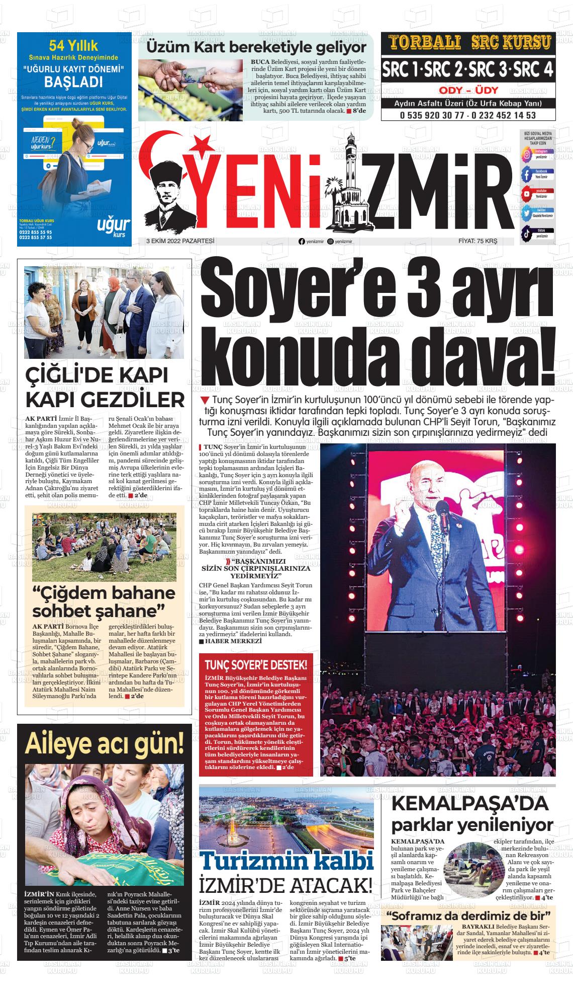 03 Ekim 2022 Büyük Torbalı Gazete Manşeti