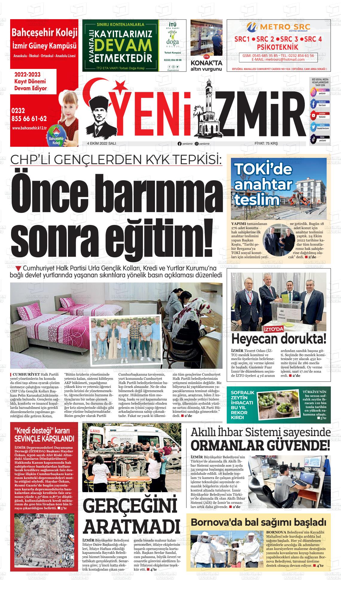 04 Ekim 2022 Büyük Torbalı Gazete Manşeti