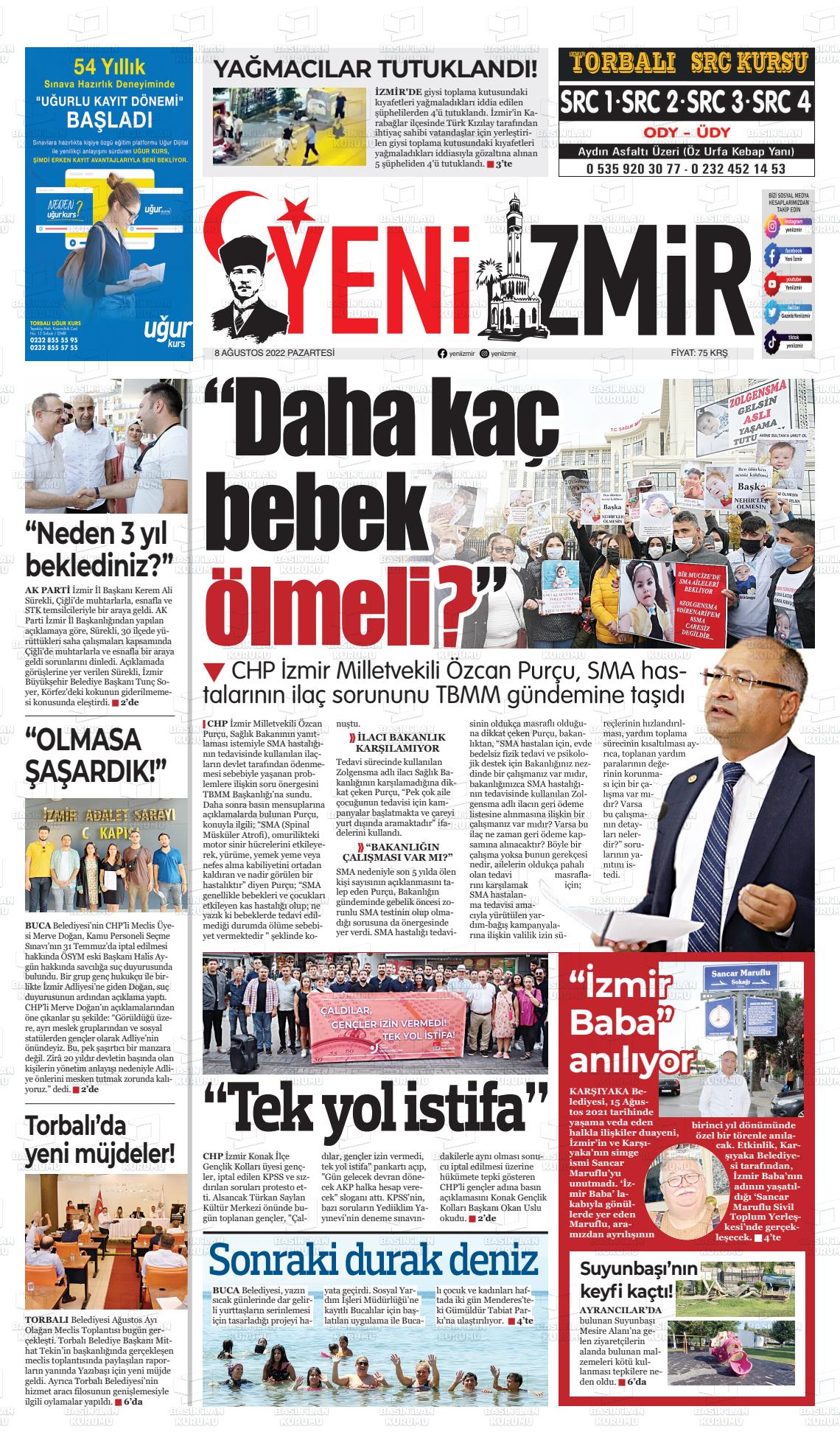 08 Ağustos 2022 Büyük Torbalı Gazete Manşeti