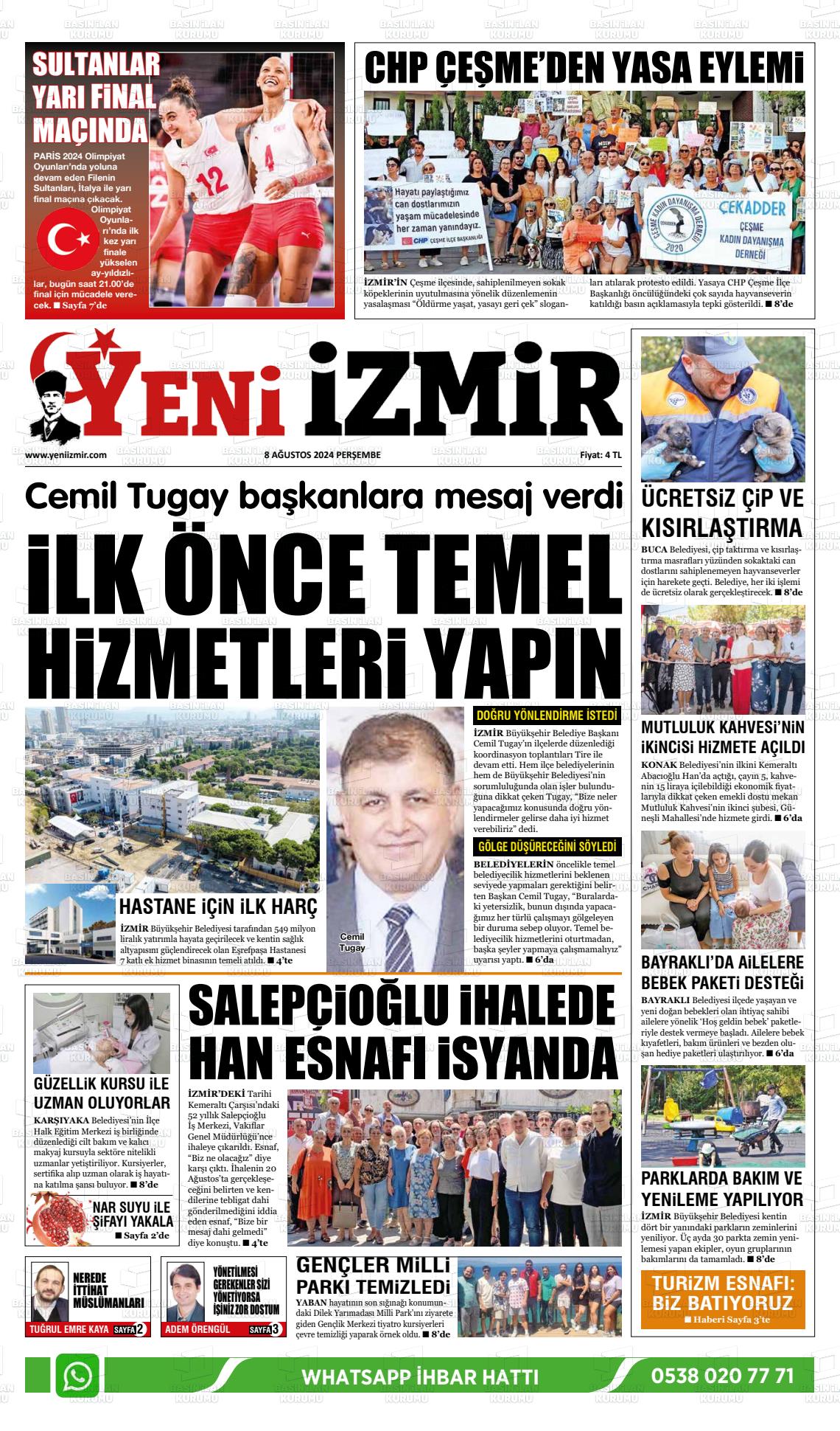 08 Ağustos 2024 Büyük Torbalı Gazete Manşeti