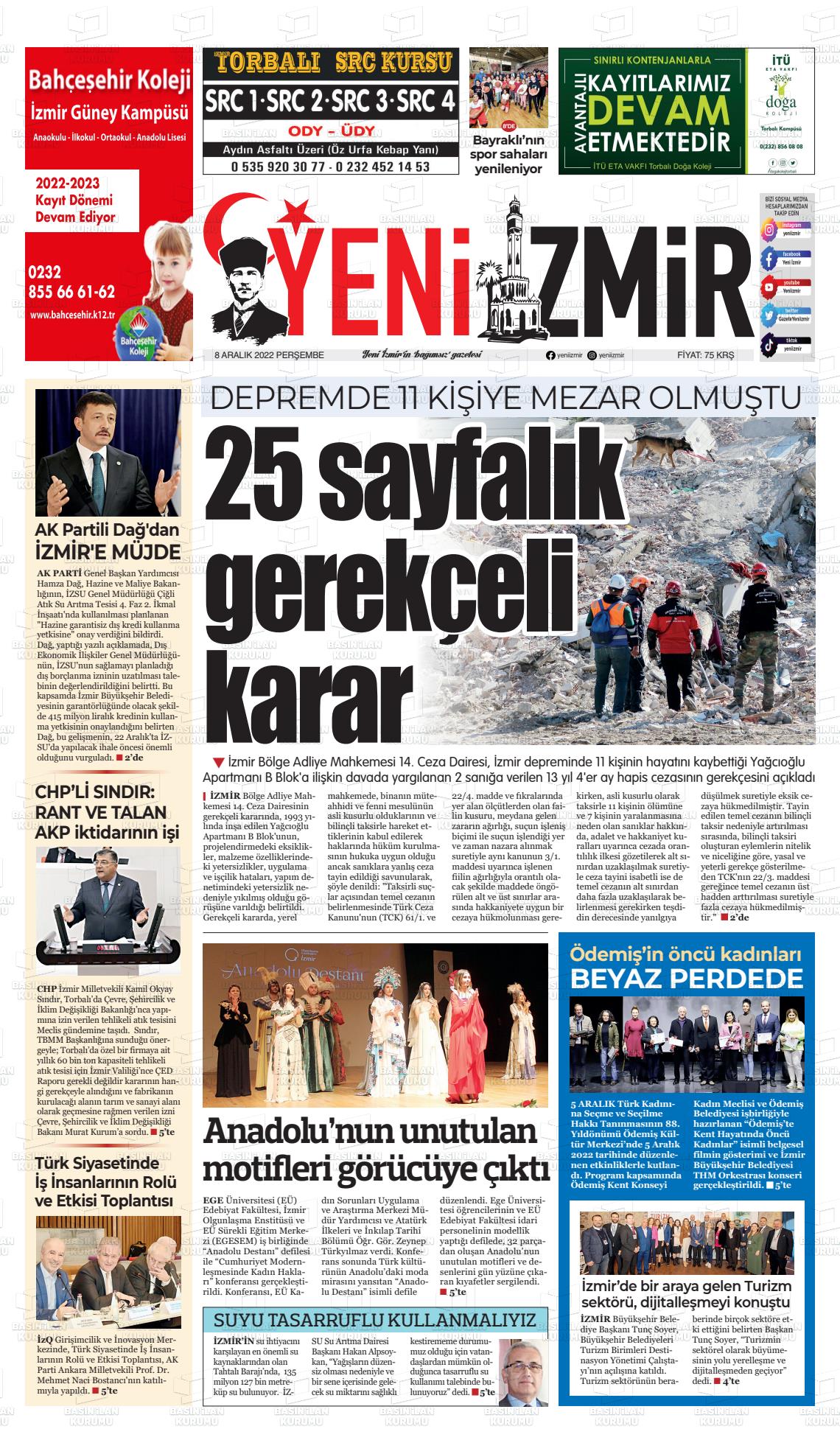 08 Aralık 2022 Büyük Torbalı Gazete Manşeti