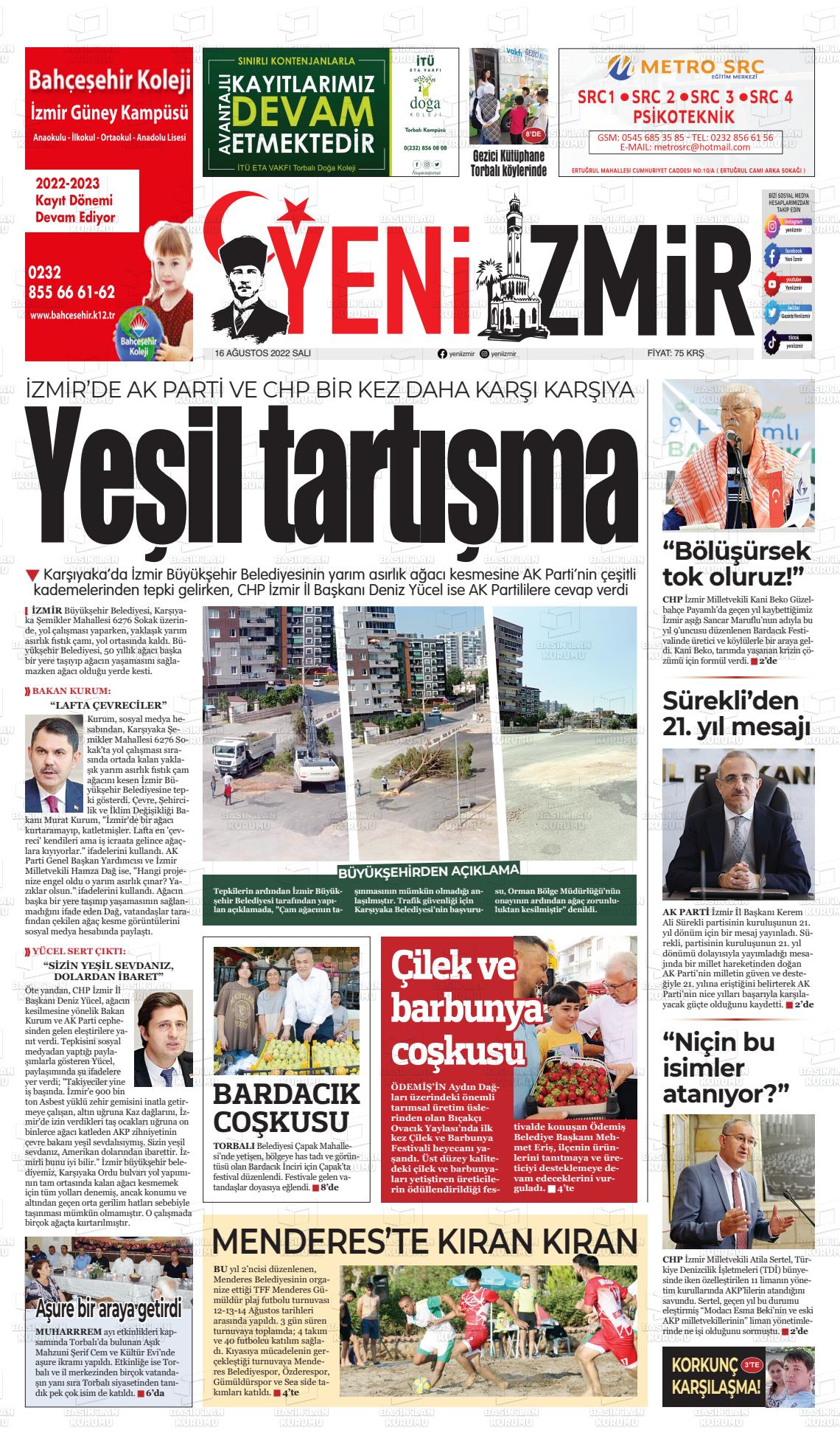 16 Ağustos 2022 Büyük Torbalı Gazete Manşeti