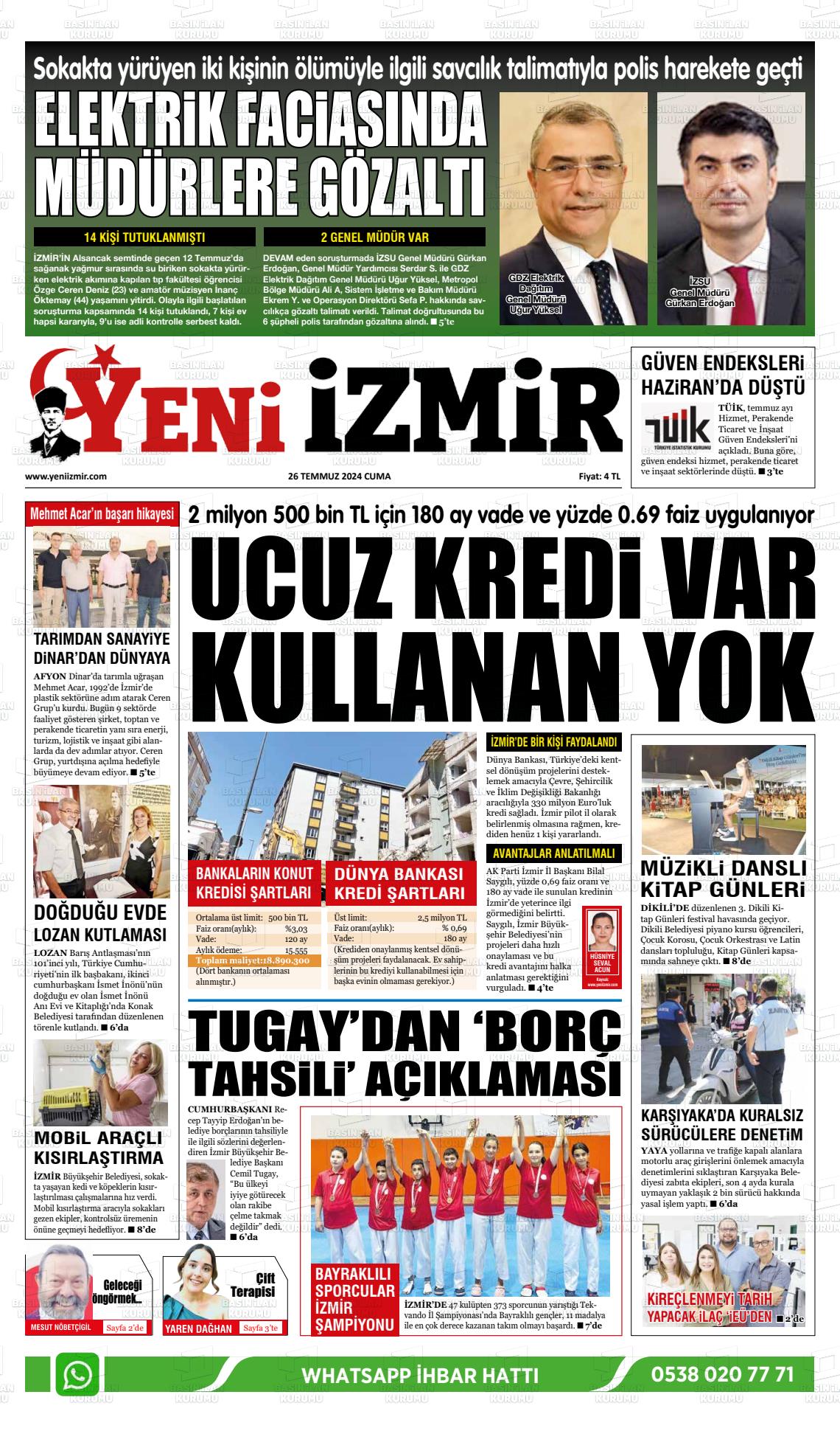 26 Temmuz 2024 Büyük Torbalı Gazete Manşeti