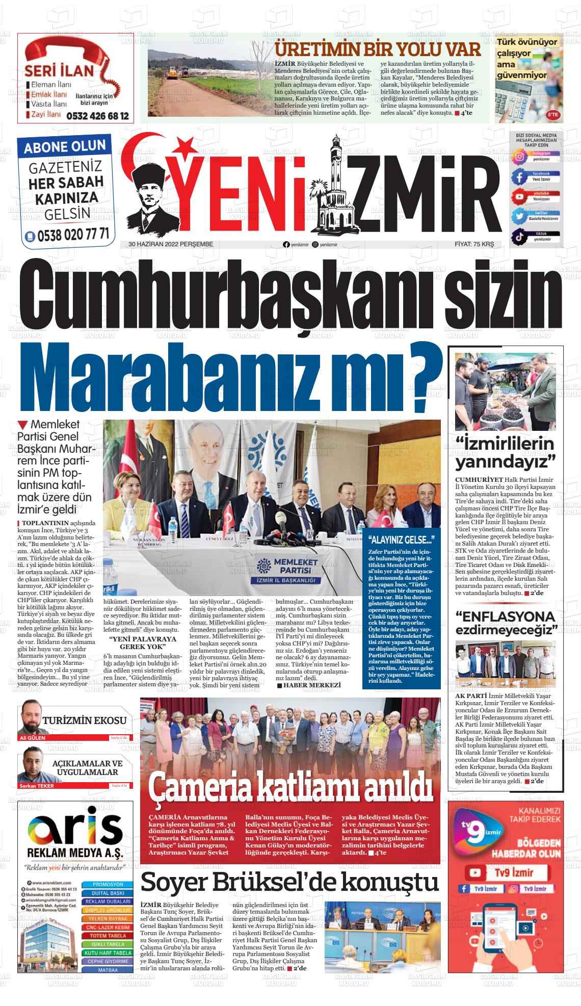 30 Haziran 2022 Büyük Torbalı Gazete Manşeti
