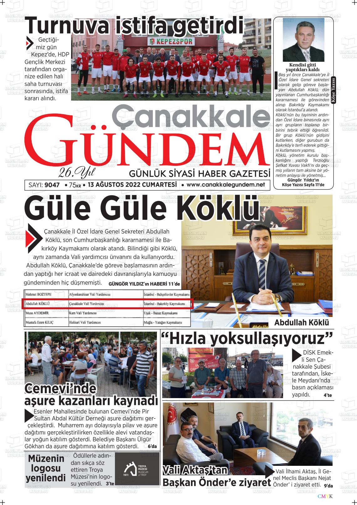 Çanakkale Gündem Gazete Manşeti