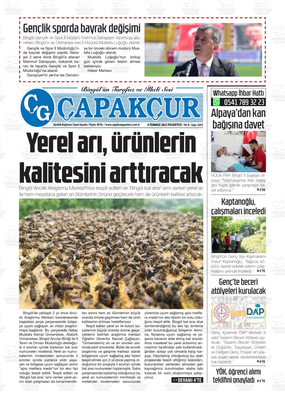 04 Temmuz 2022 Çapakçur Gazete Manşeti