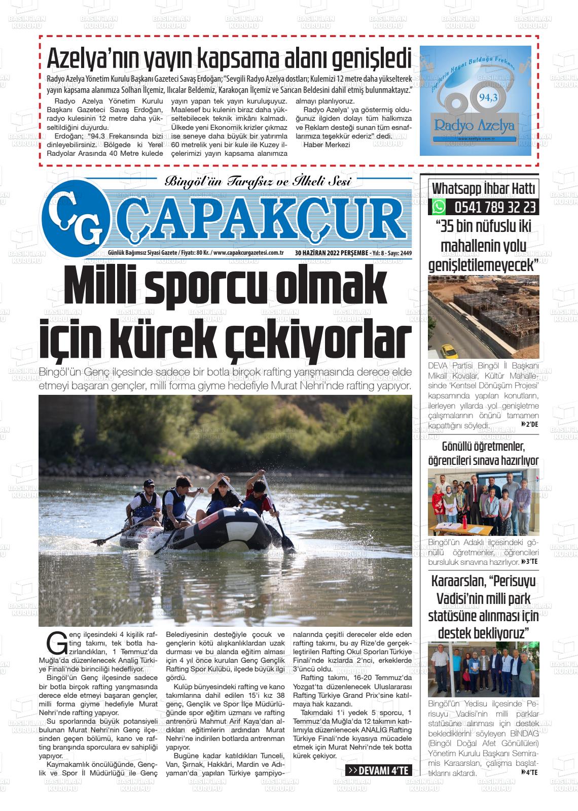 02 Temmuz 2022 Çapakçur Gazete Manşeti