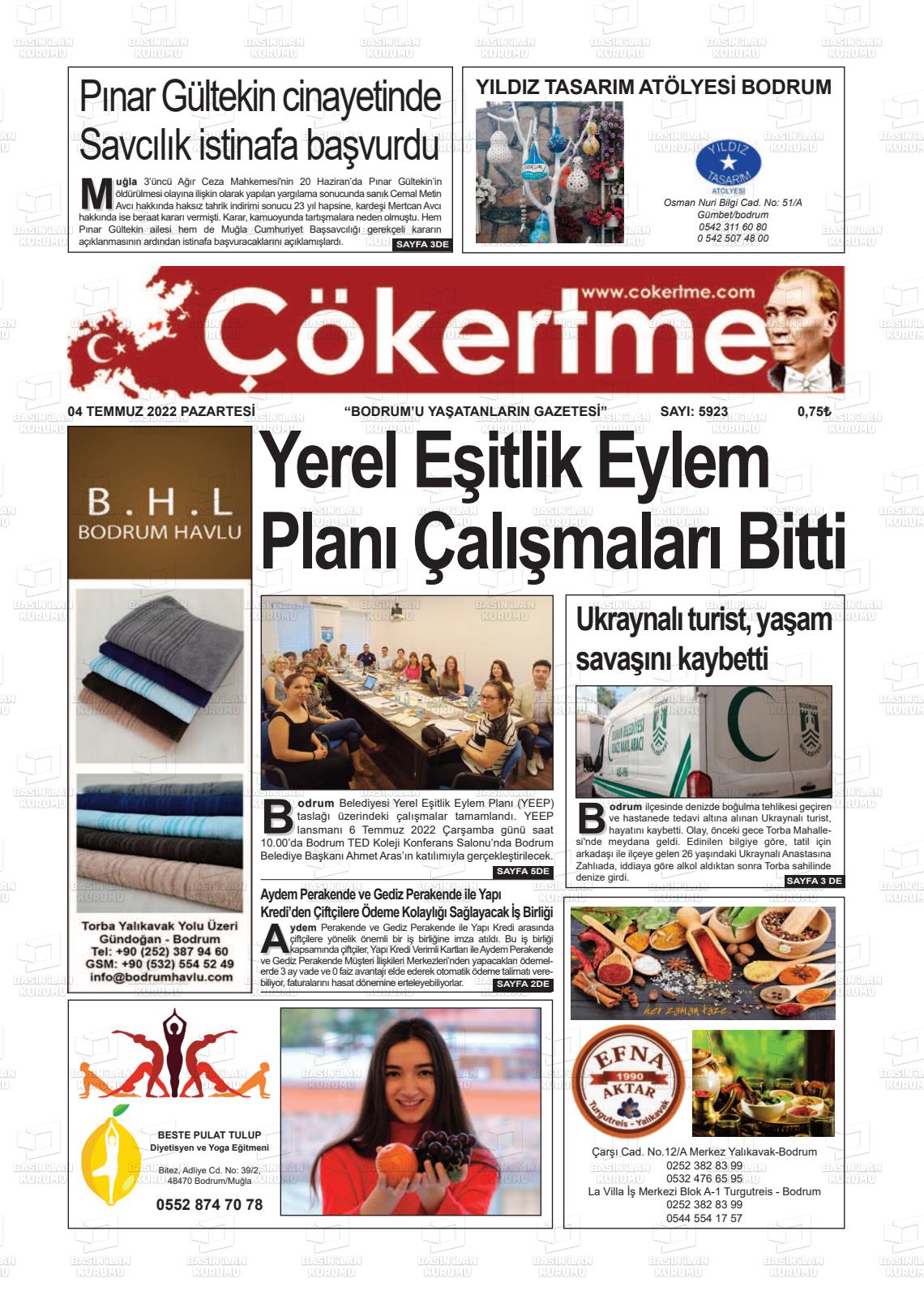 04 Temmuz 2022 Çökertme Gazete Manşeti