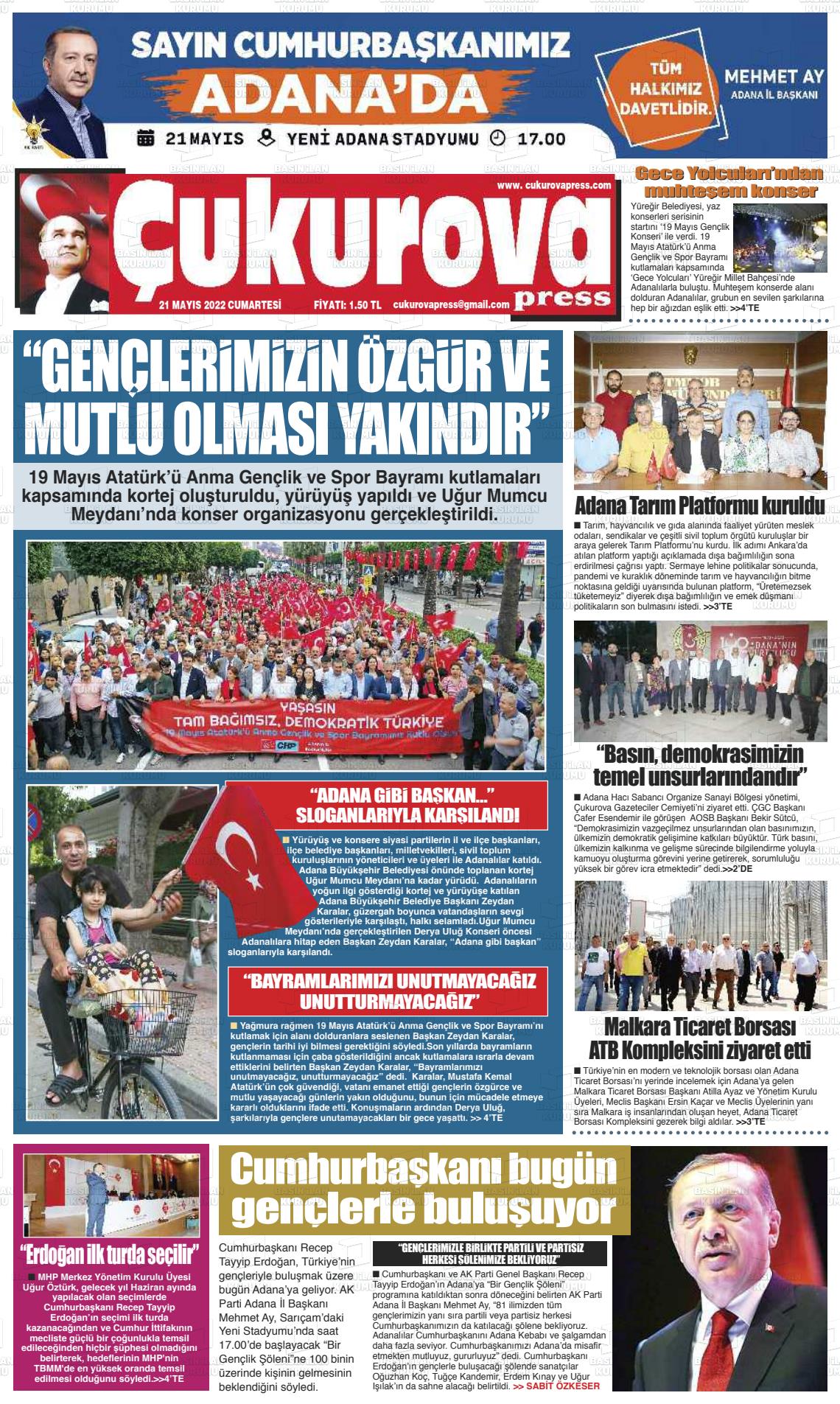 21 Mayıs 2022 Çukurova Press Gazete Manşeti