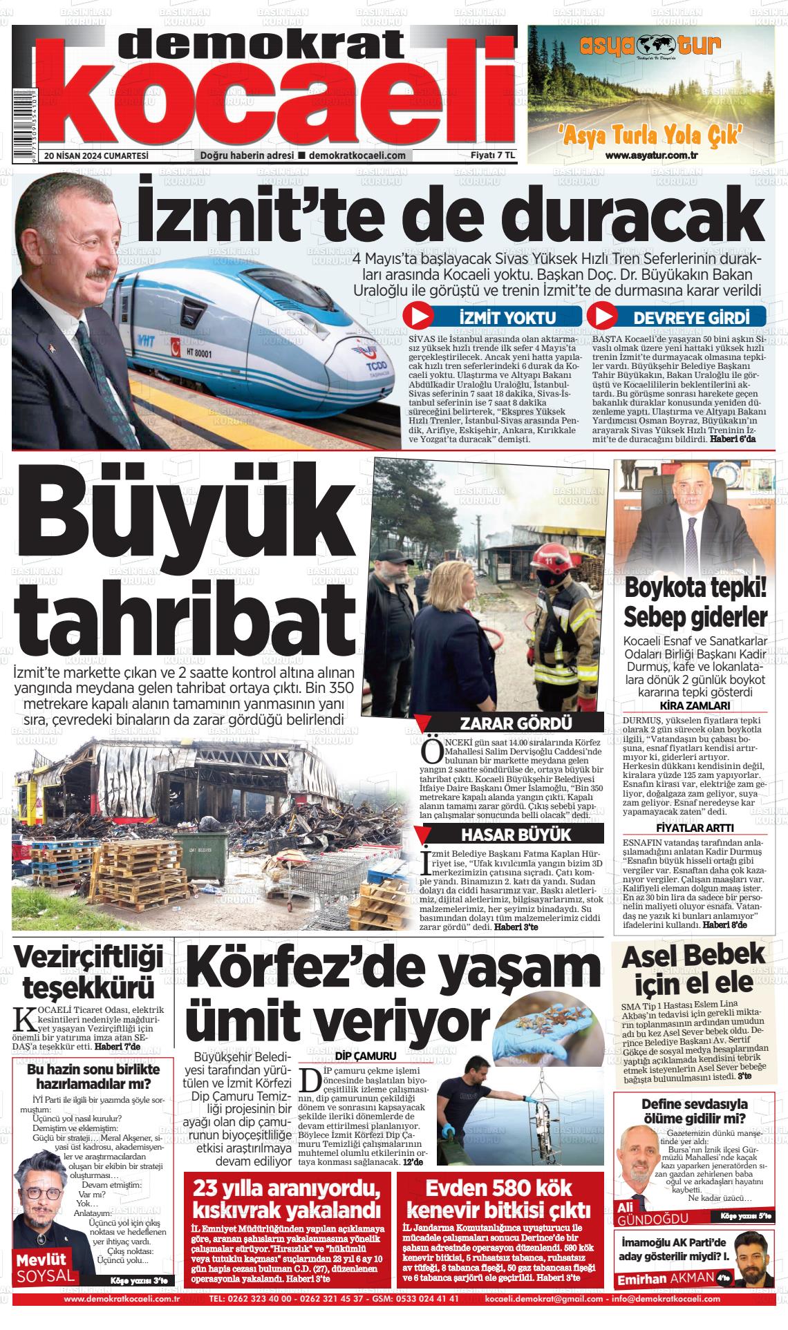 20 Nisan 2024 Demokrat Kocaeli Gazete Manşeti