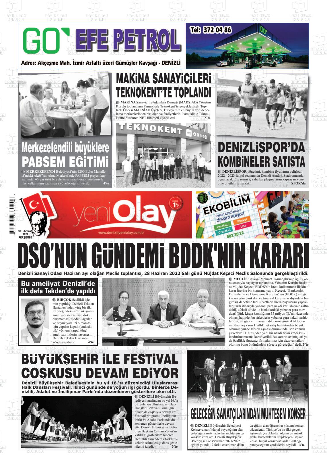 02 Temmuz 2022 Denizli Yeni Olay Gazete Manşeti