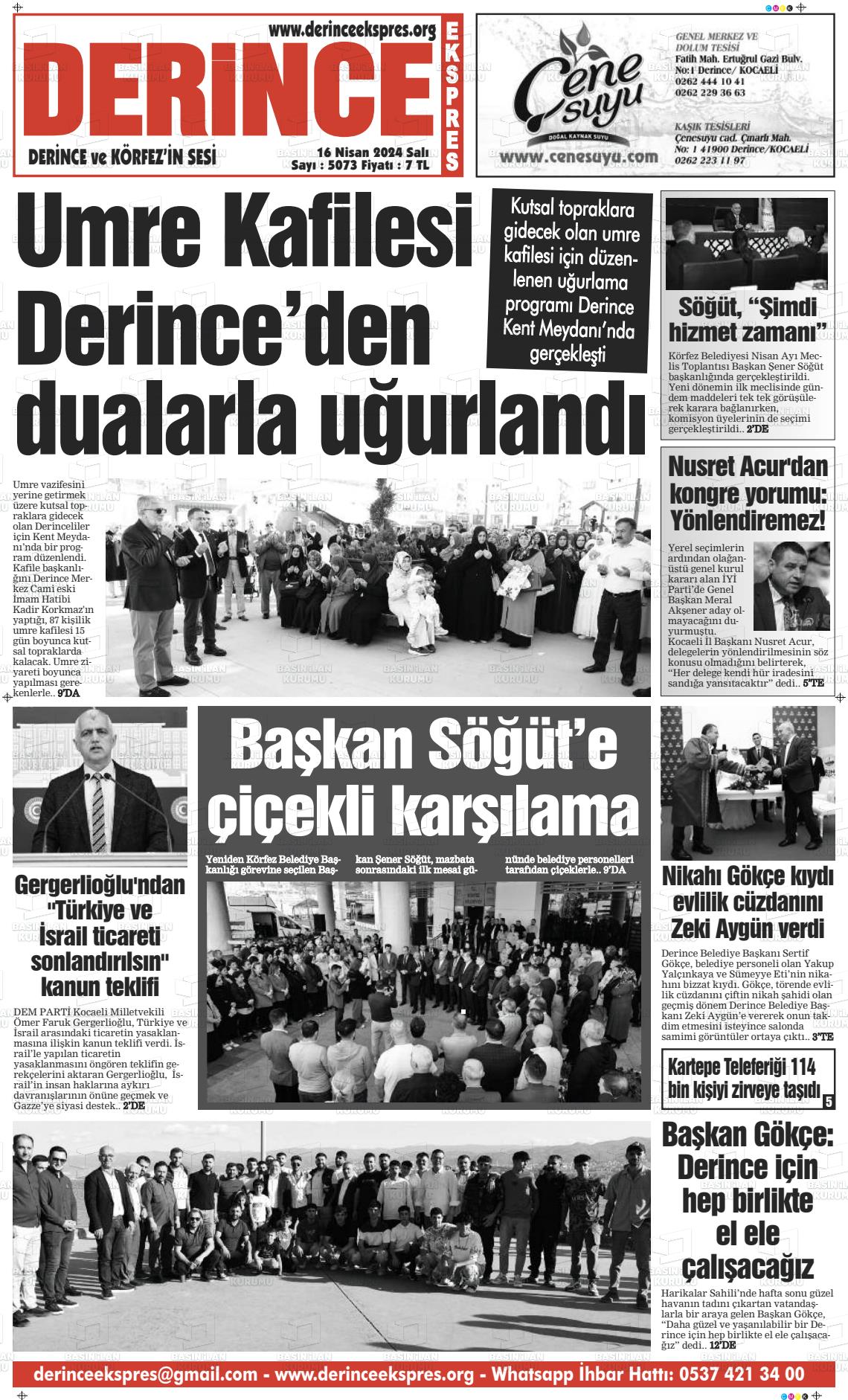 17 Nisan 2024 Derince Ekspres Gazete Manşeti