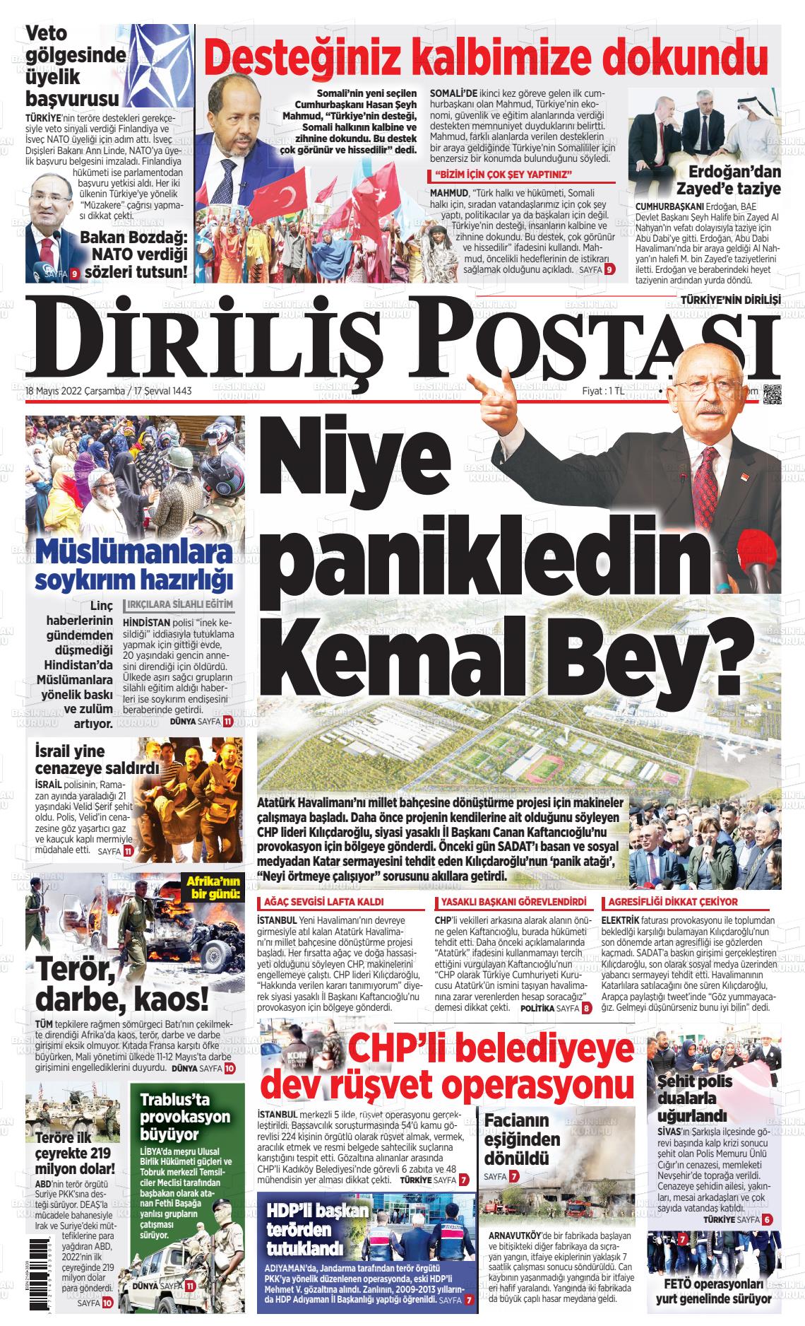 18 Mayıs 2022 Diriliş Postası Gazete Manşeti