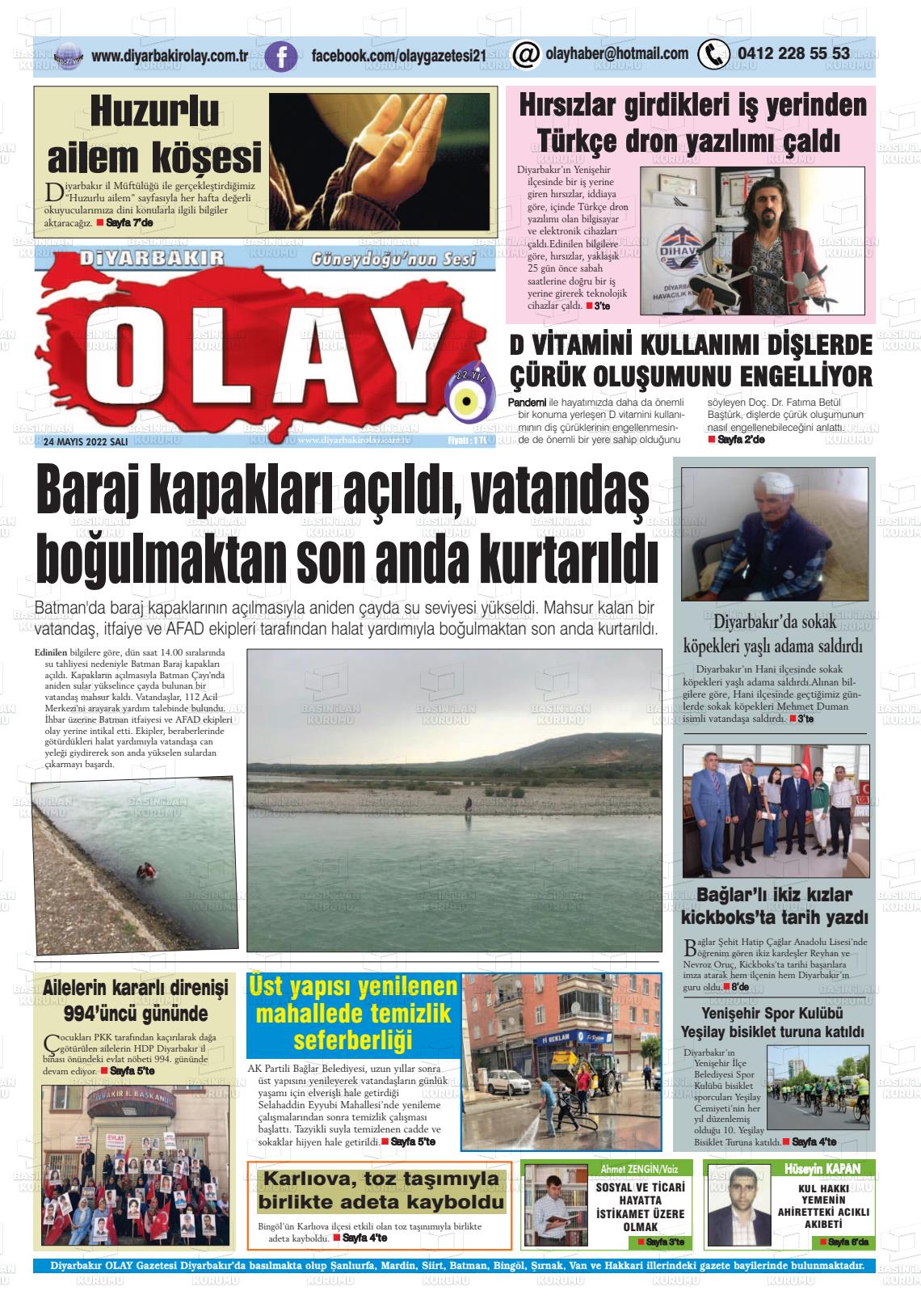 24 Mayıs 2022 Diyarbakir Olay Gazete Manşeti