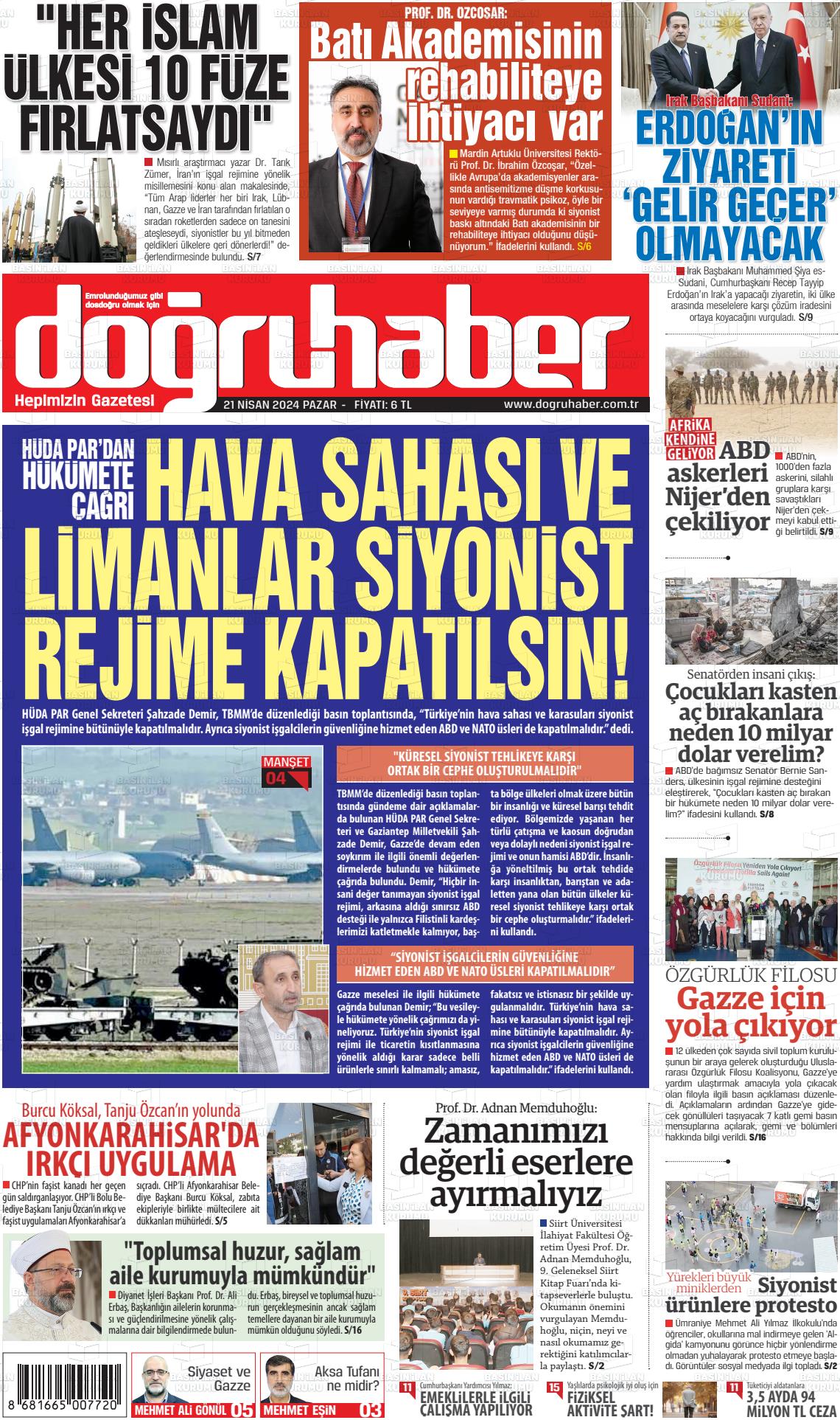 25 Mayıs 2024 Doğru Haber Gazete Manşeti
